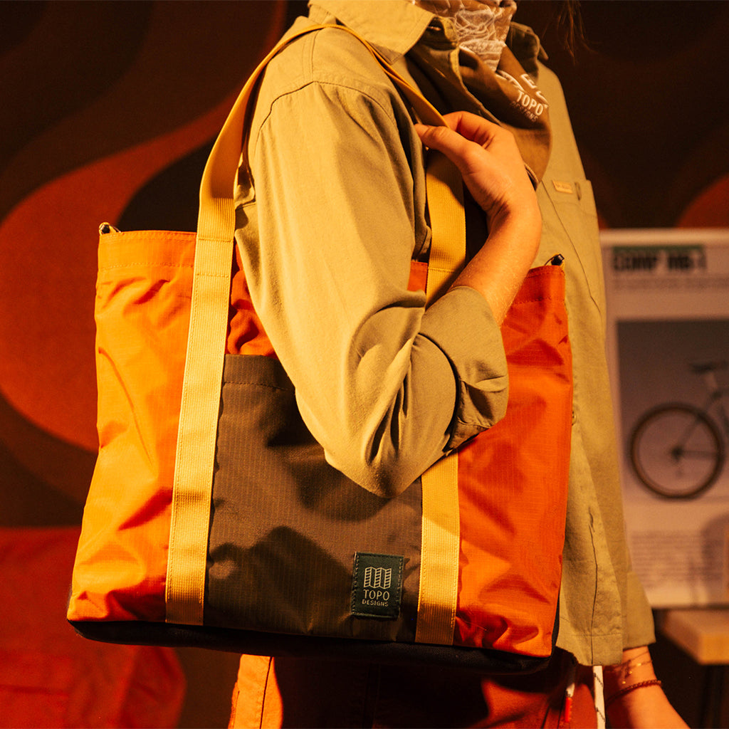 General image of Mountain Essential Tote in "Woodland / Terracotta"