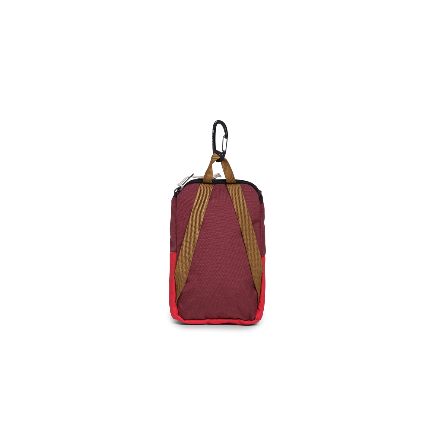 Back View of Topo Designs Rover Pack Micro in "Maroon / Salsa"