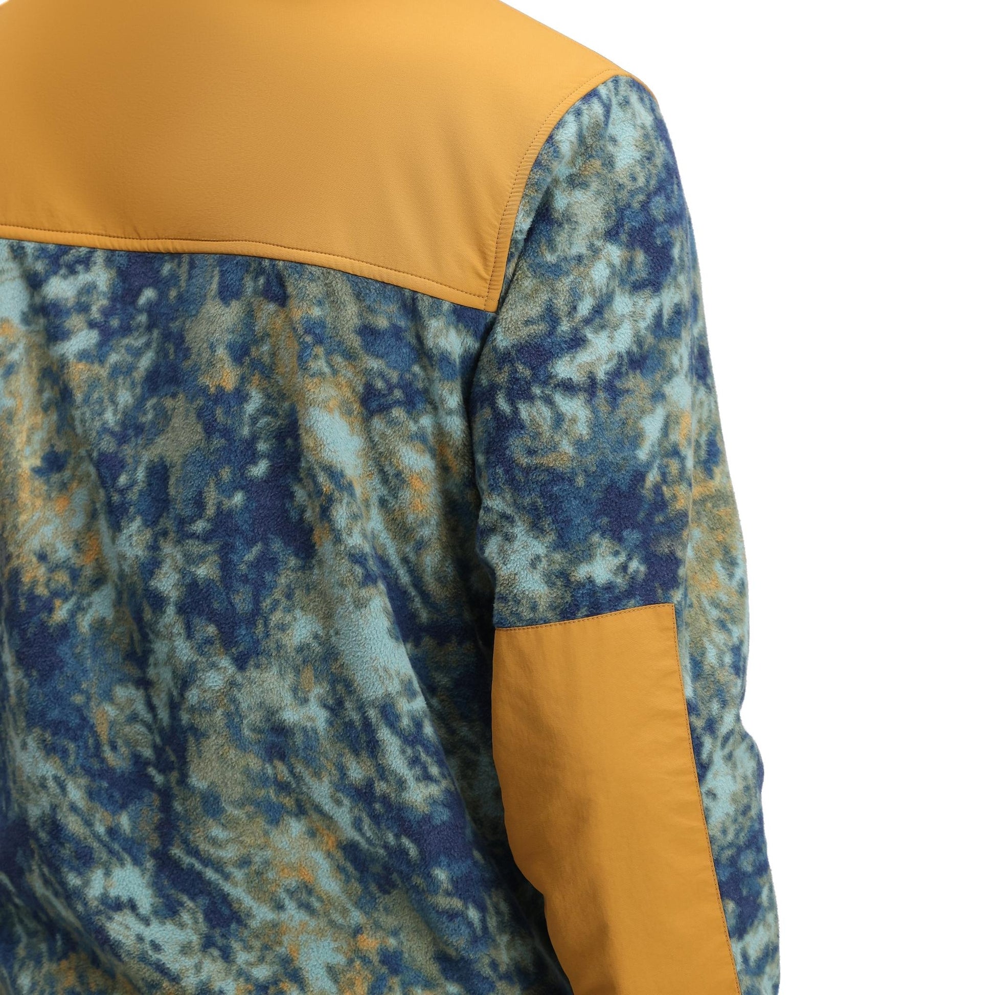 General Detail shot of Topo Designs Vista 1/4 Zip Lightweight Fleece - Men's in "Pond Blue Storm / Khaki"