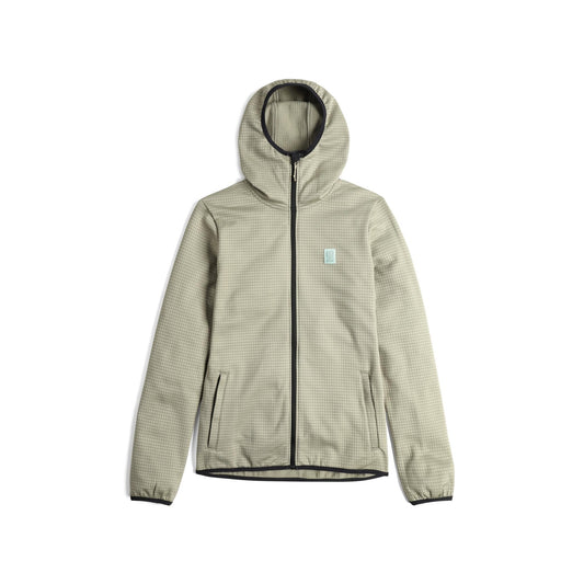 Front View of Topo Designs Global Midlayer Hoodie - Women's in "Dried Sage"