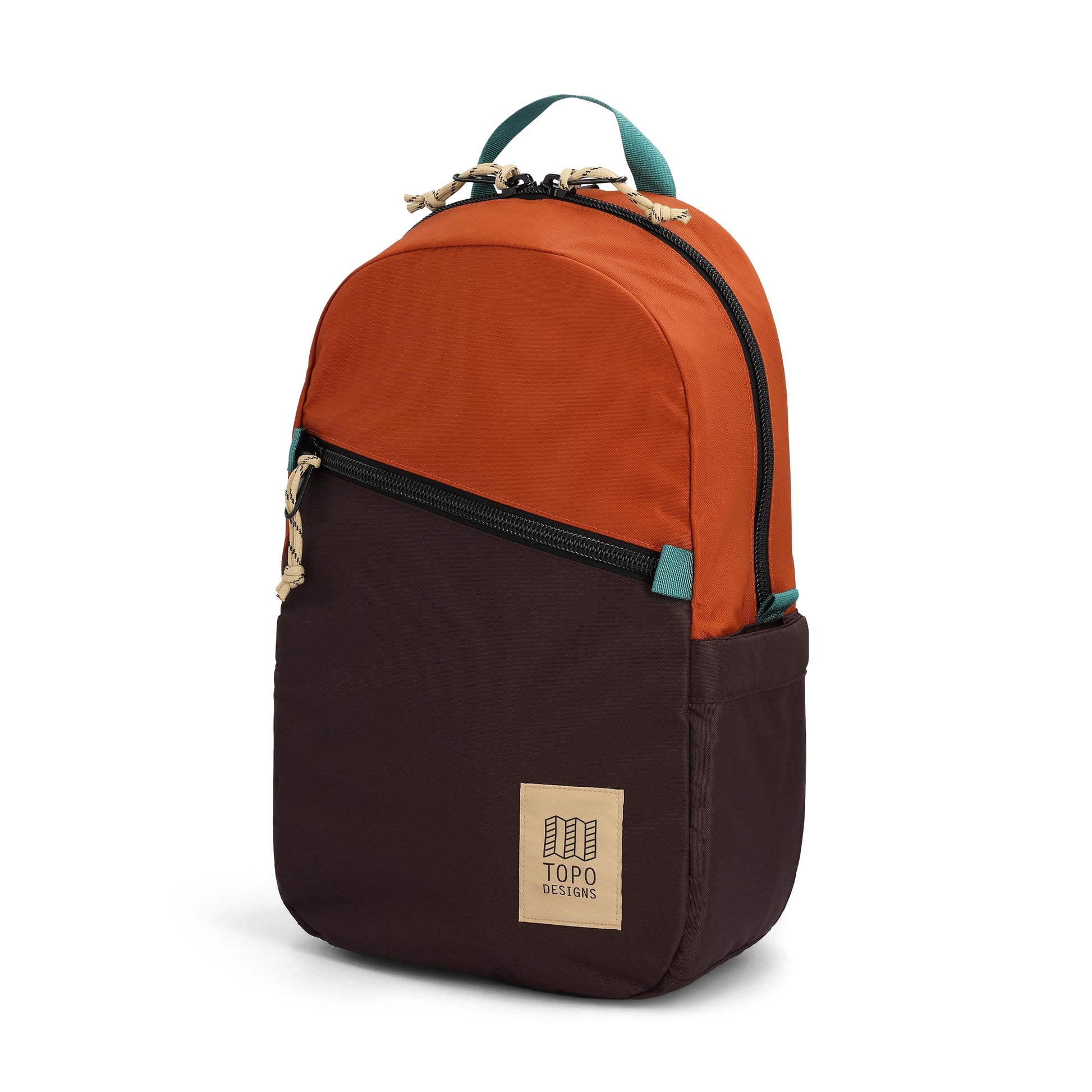 Front View of Topo Designs Light Pack in "Clay / Chocolate"