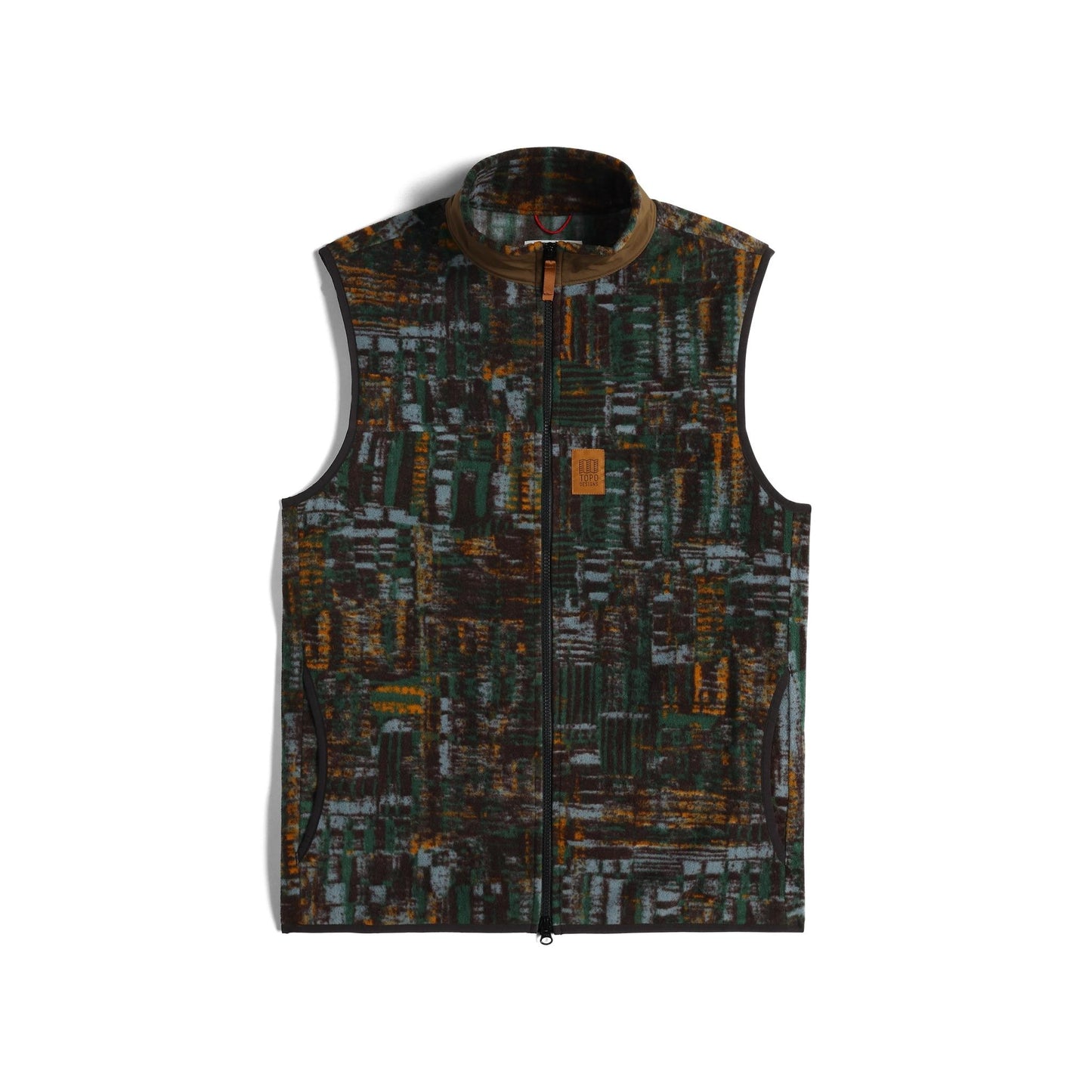 Front View of Topo Designs Vista Lightweight Fleece Vest - Men's in "Forest Halfpipe"