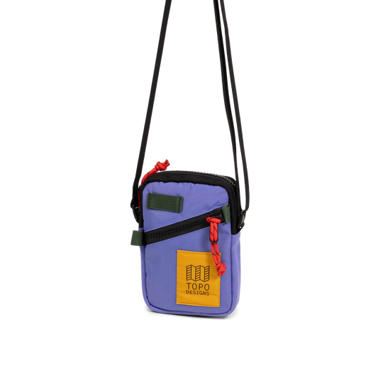 Front View of Topo Designs Mini Shoulder Bag in "Very Peri / Forest"