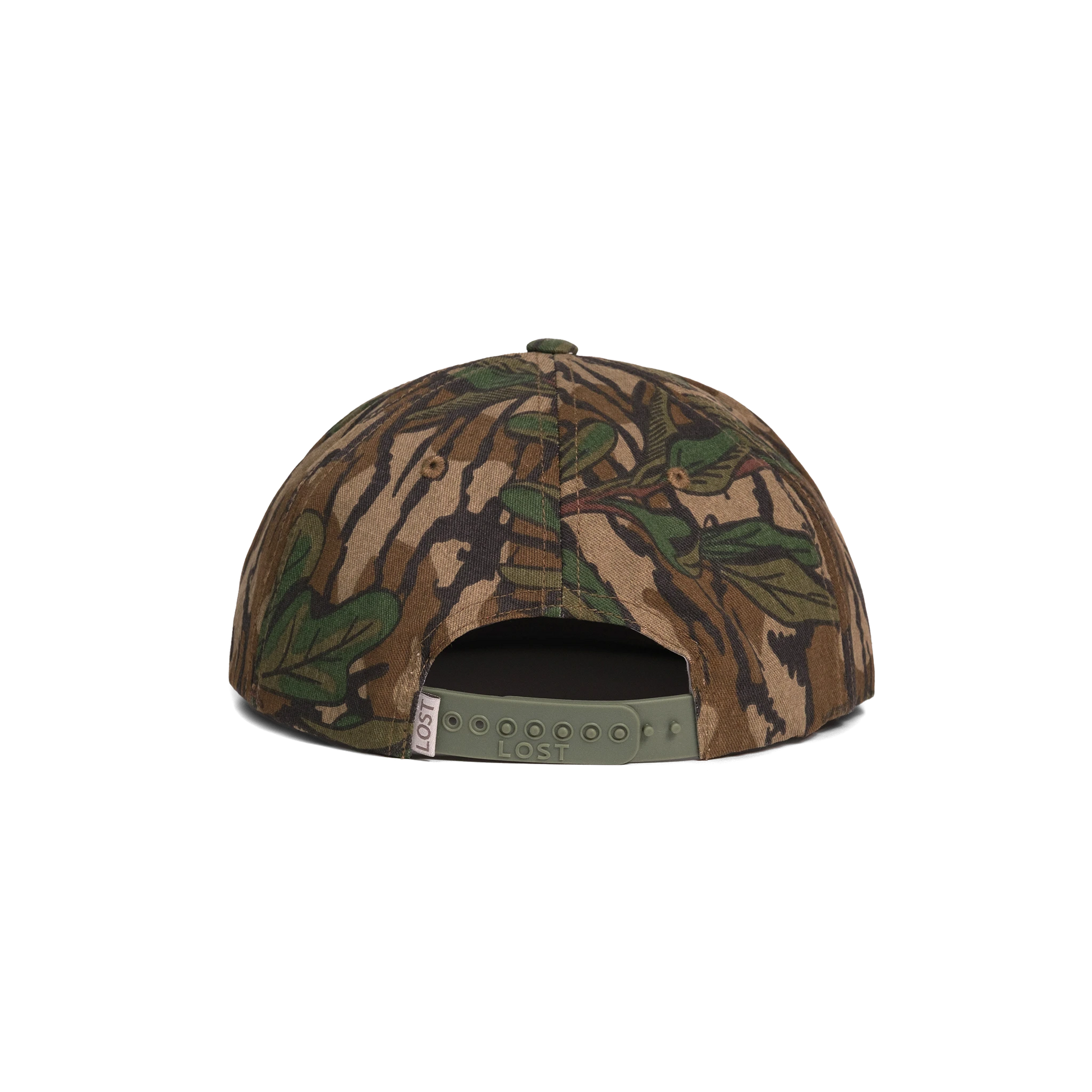 Back shot of Topo Designs x CCH x Pine Printshop Rope Cap in "Mossy Oak Greenleaf"