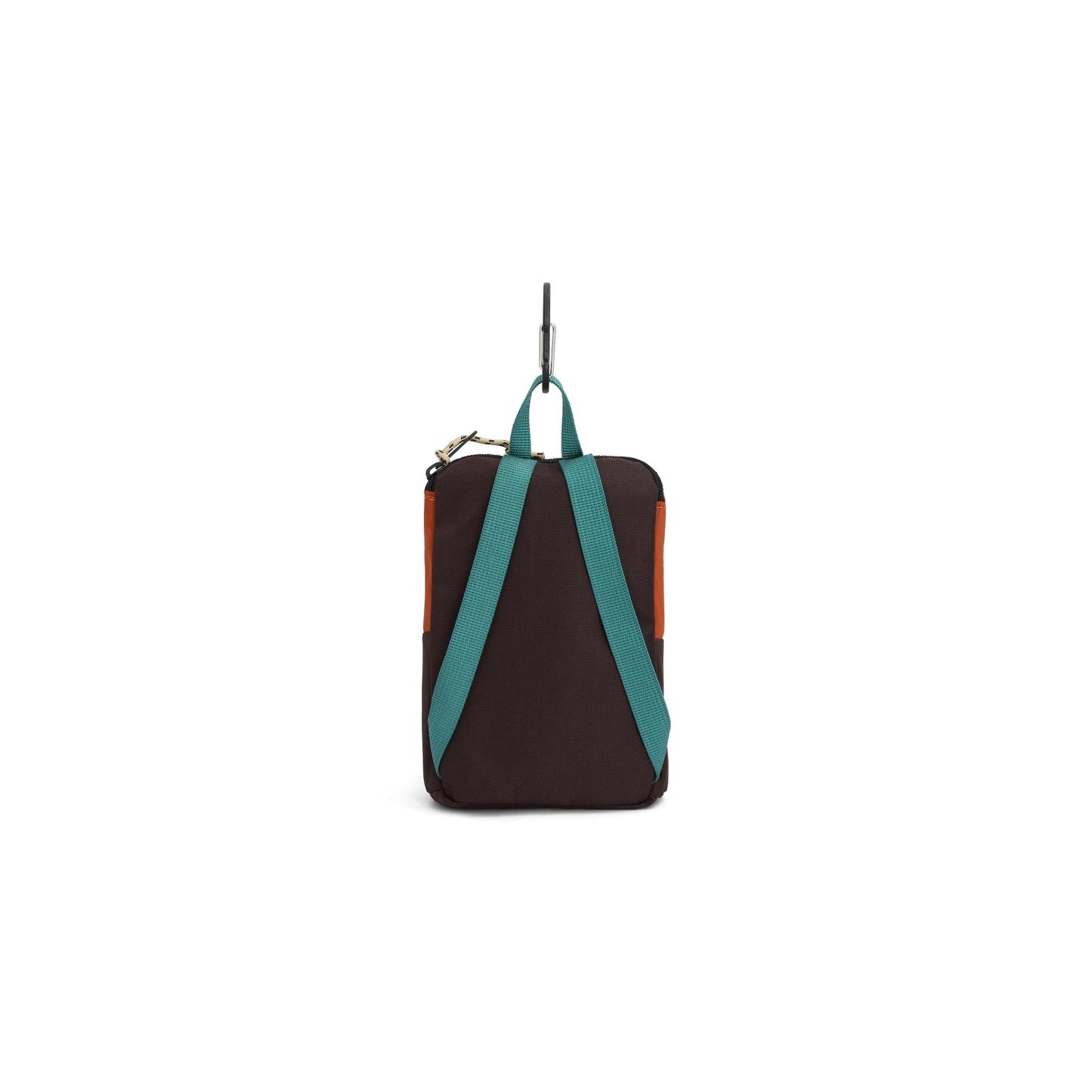 Back View of Topo Designs Rover Pack Micro in "Clay / Chocolate"