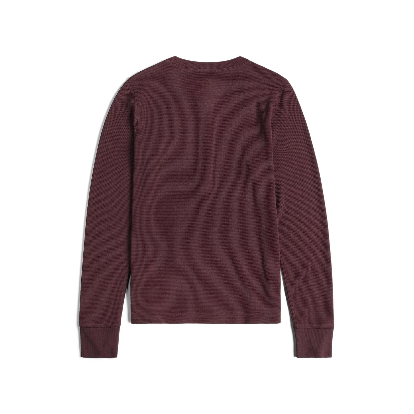 Back View of Topo Designs Global Waffle Henley - Women's in "Huckleberry"
