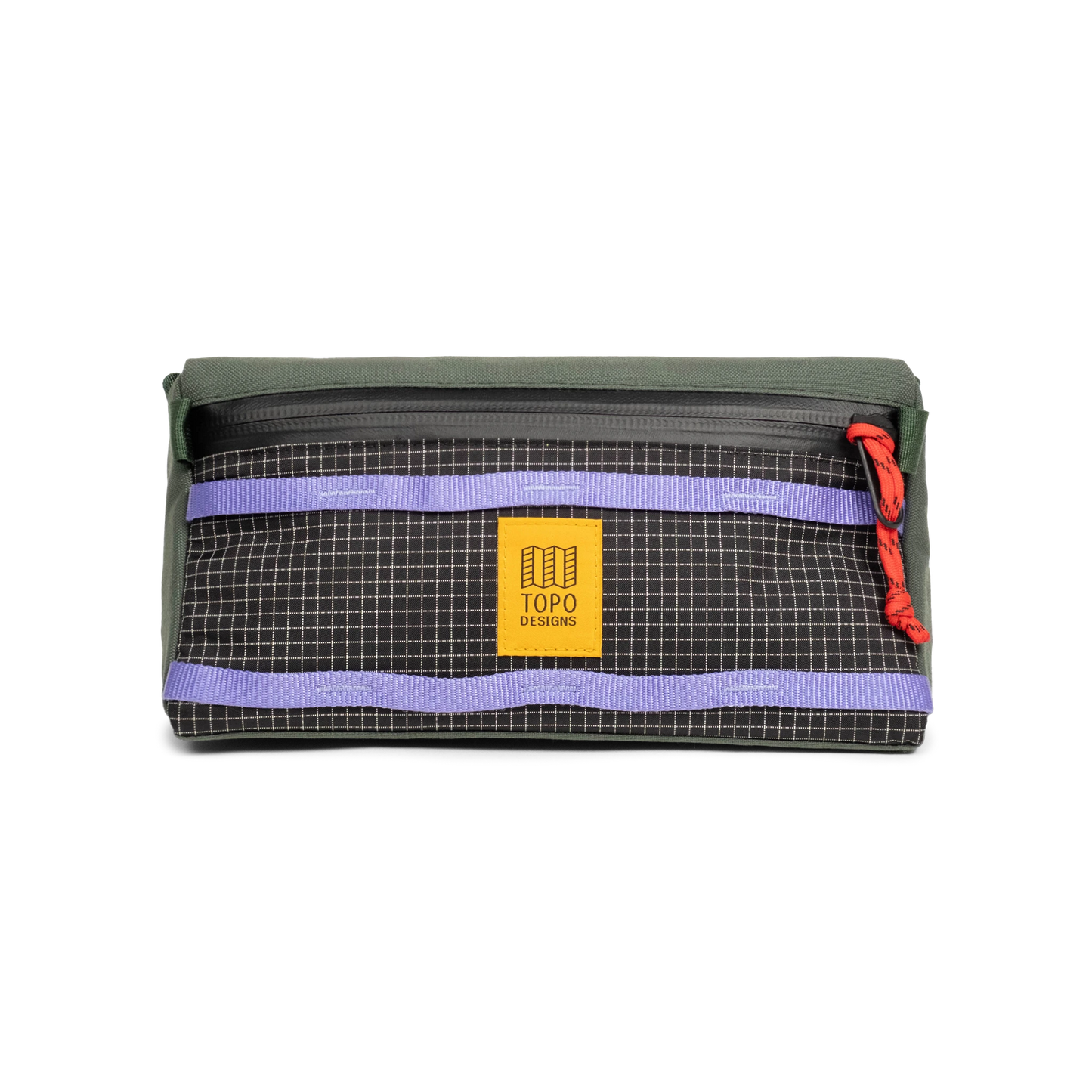 Front view of Topo Designs Bike Bag in "Very Peri / Forest"