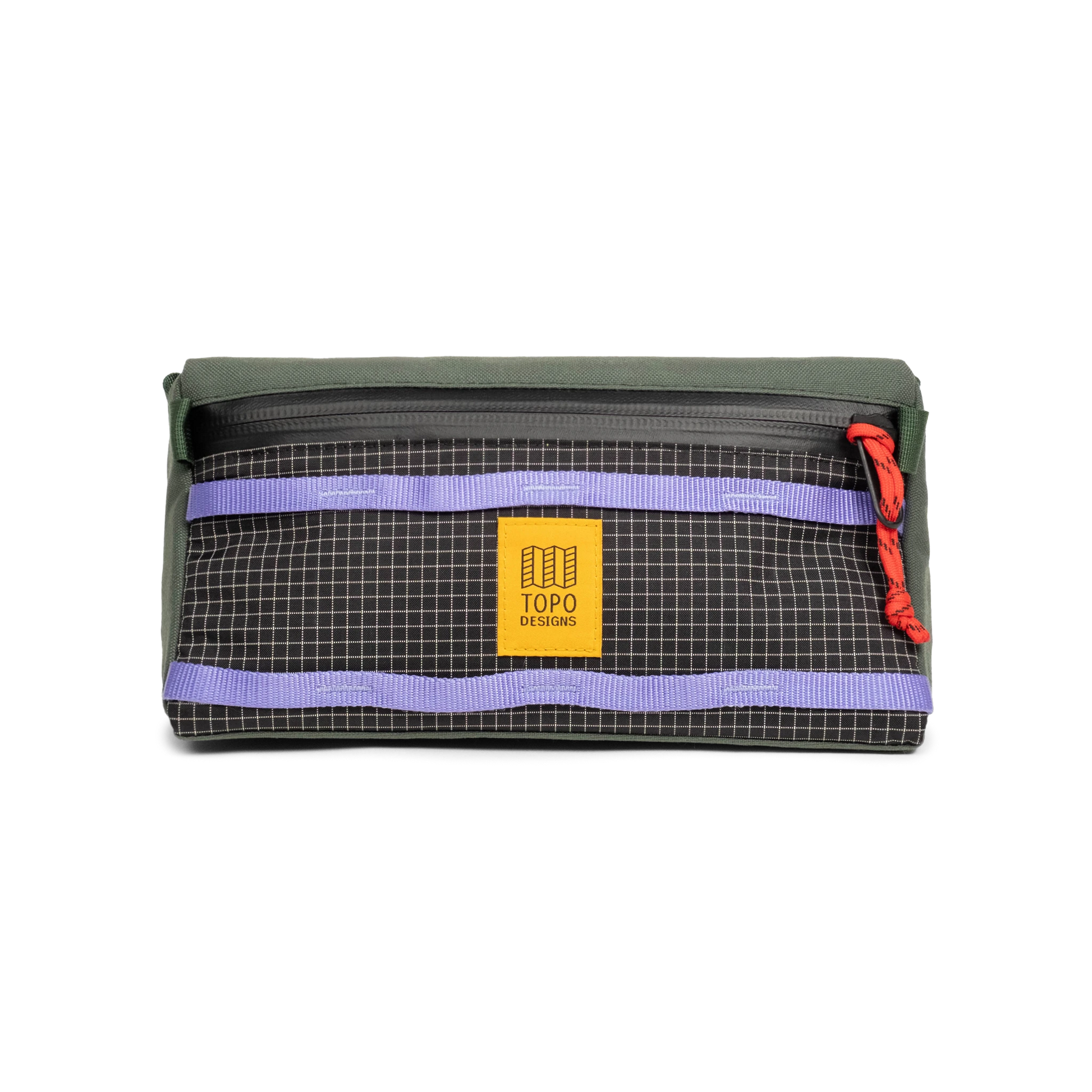 Front view of Topo Designs Bike Bag in "Very Peri / Forest"