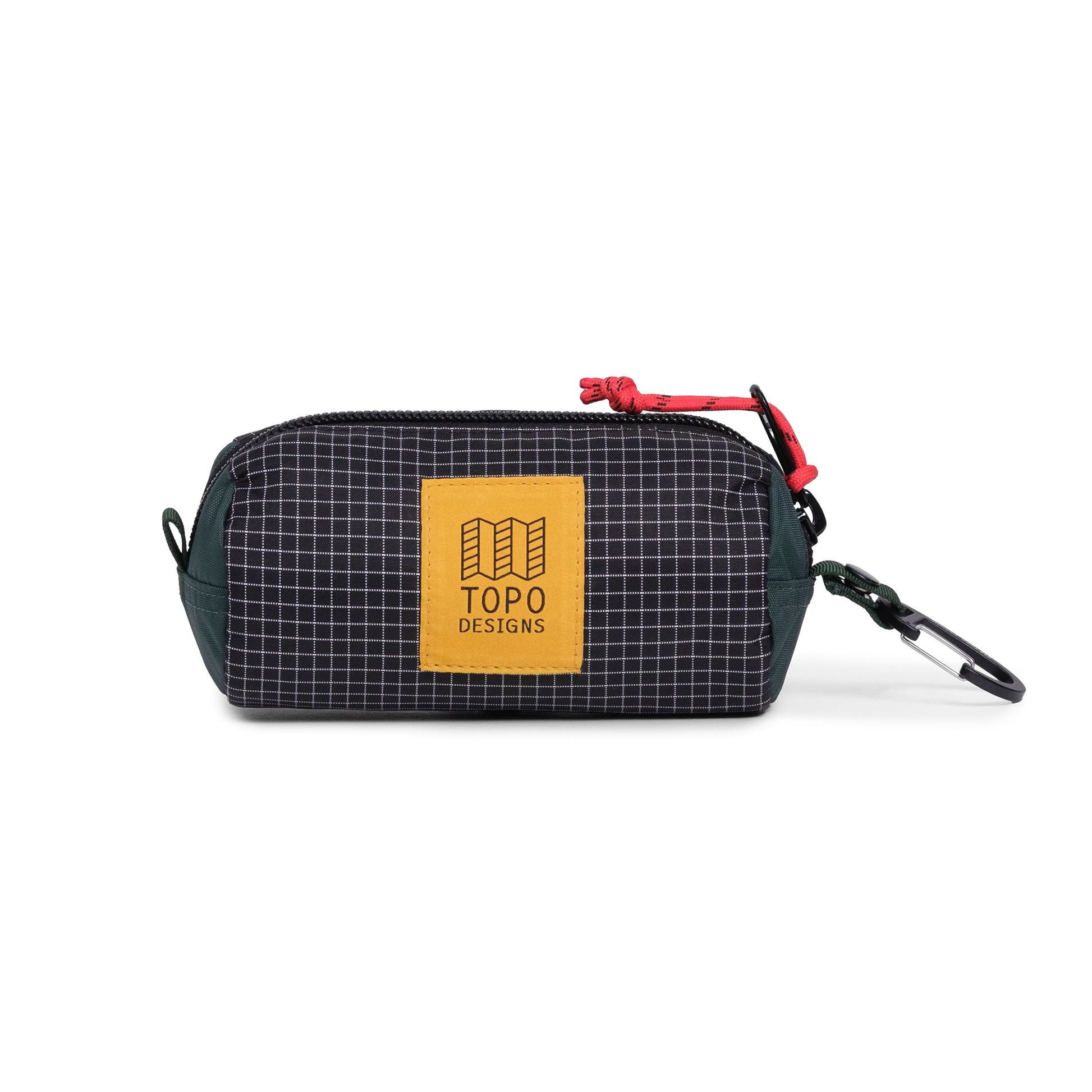 Front view of Topo Designs Burrito Bag Ripstop in "Black / White Grid"
