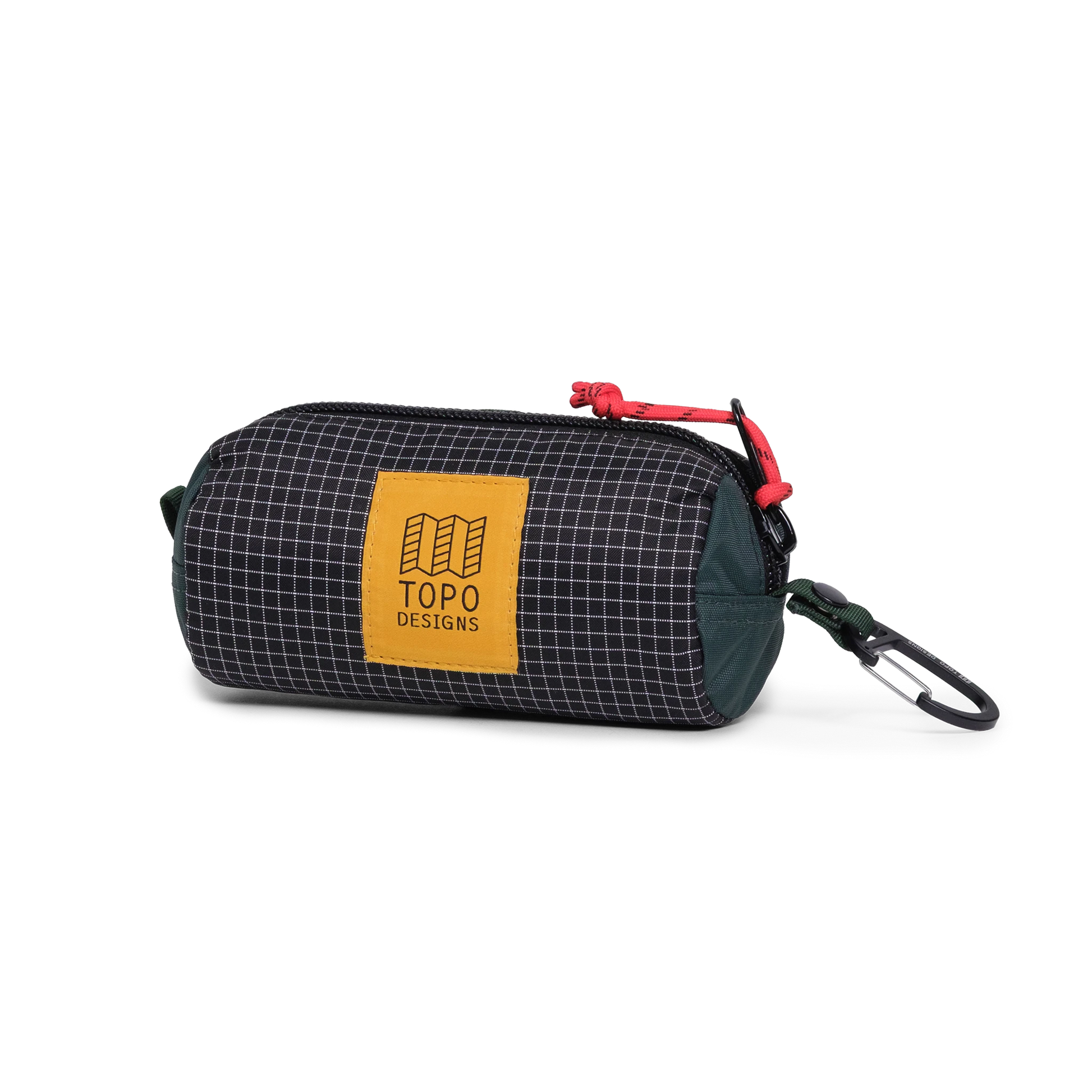 Front view of Topo Designs Burrito Bag Ripstop in "Black / White Grid"