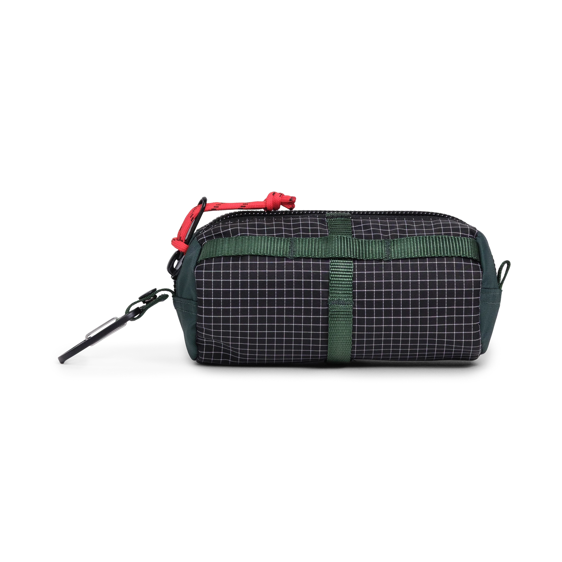 Back view of Topo Designs Burrito Bag Ripstop in "Black / White Grid"