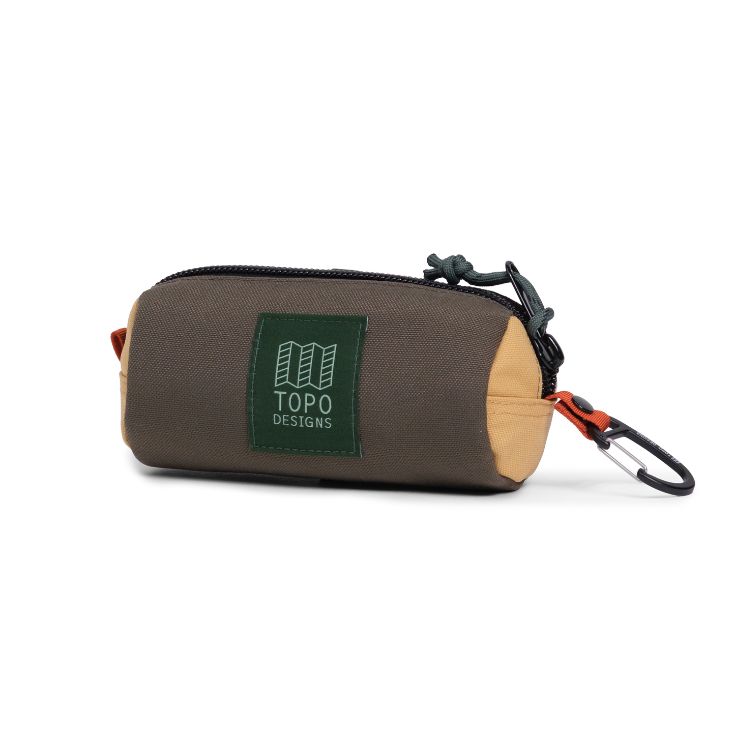 Front Quarter View of Topo Designs Burrito Bag in "Woodland / Goldenrod"
