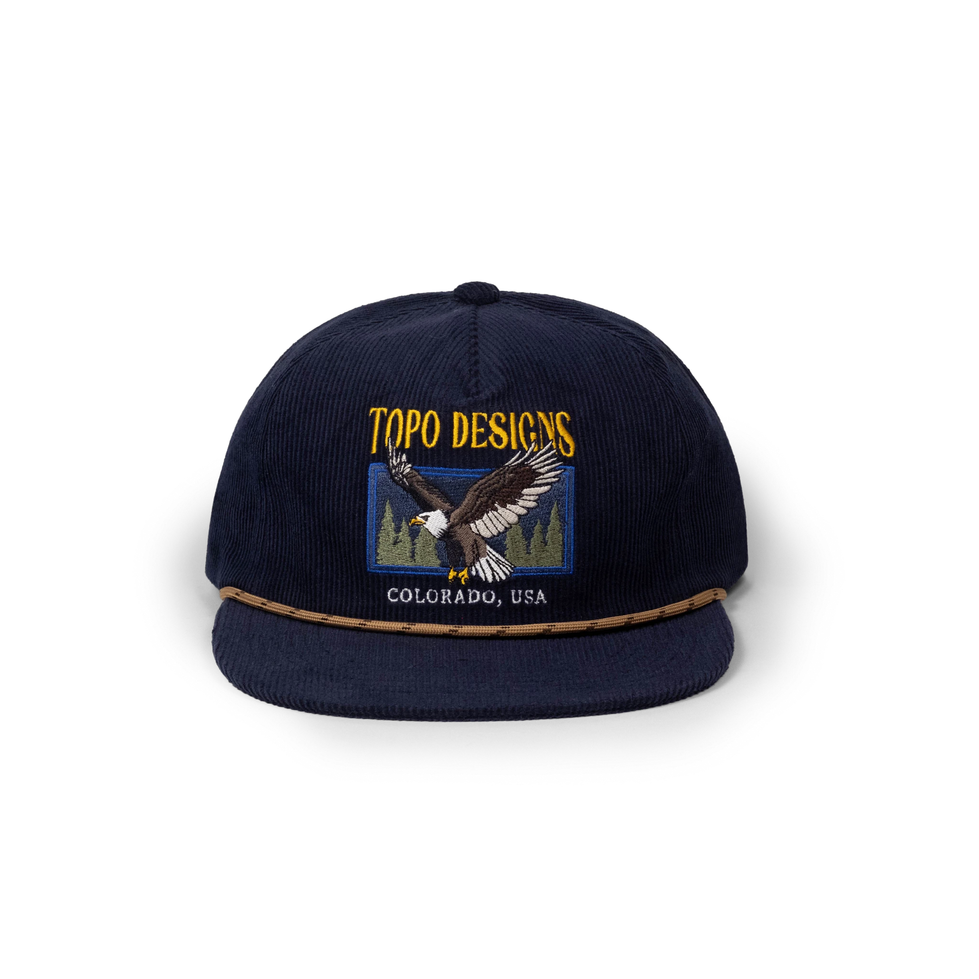 Topo Designs Corduroy Trucker Hat - Eagle Peak in "Midnight"