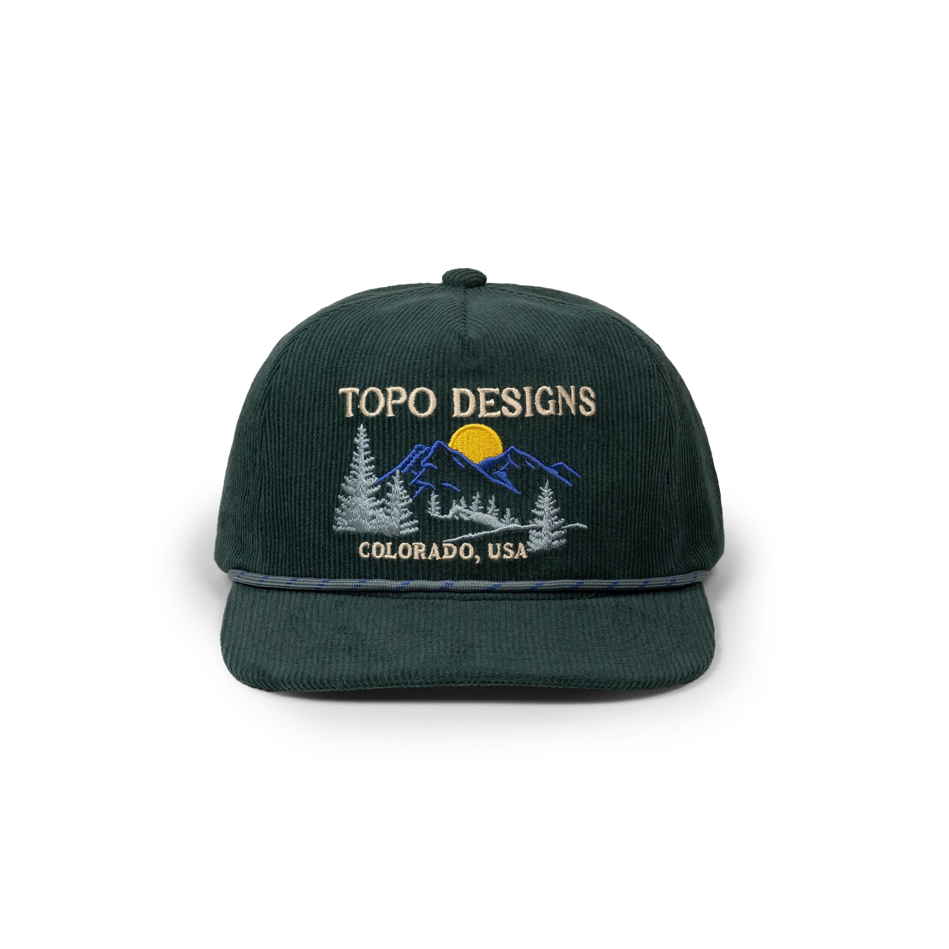 Topo Designs Corduroy Trucker Hat - Pine Ridge in "Forest"