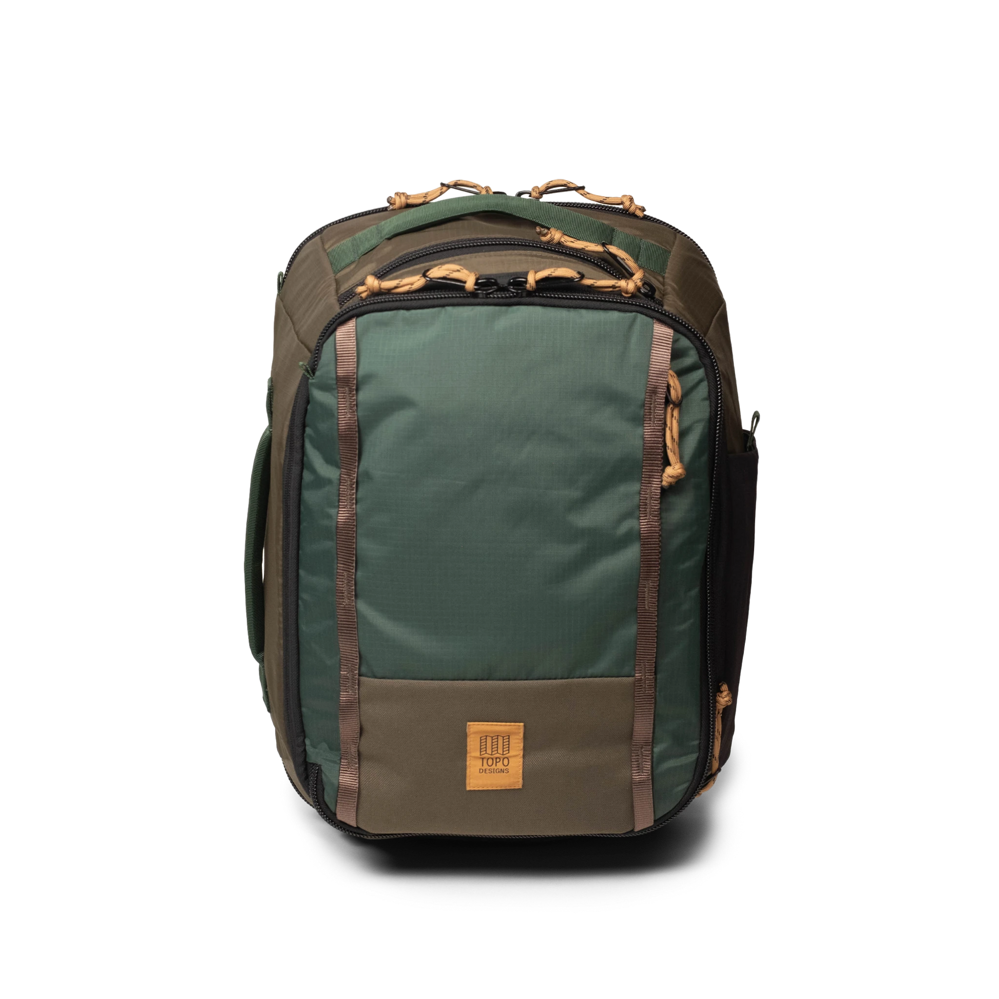 Front View of Topo Designs Global Travel Backpack  in "Woodland / Forest"