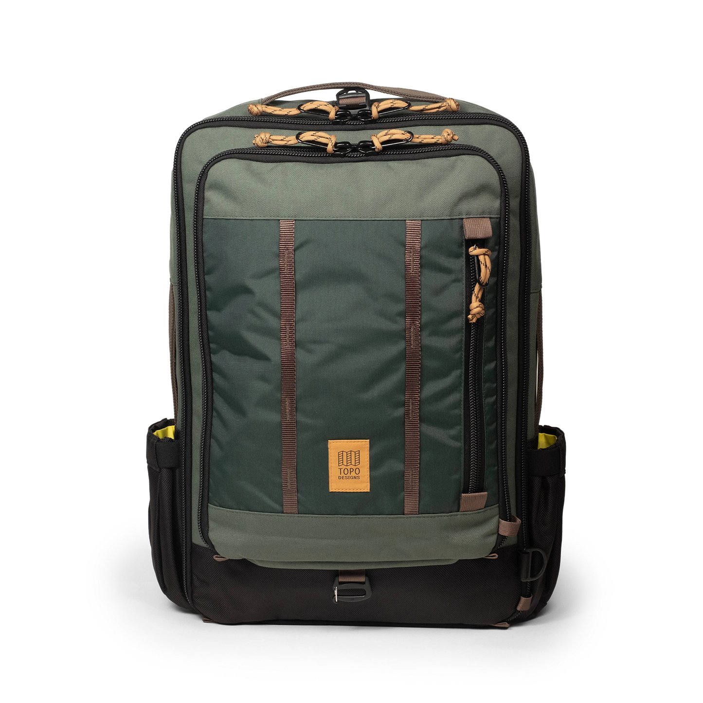 Topo Designs Global Travel Bag 30L Durable Carry On Convertible Laptop Travel Backpack in "Woodland / Forest".