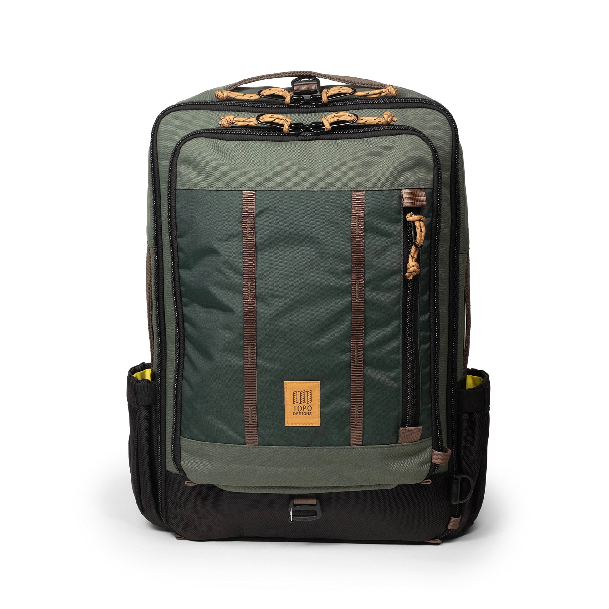 Topo Designs Global Travel Bag 30L Durable Carry On Convertible Laptop Travel Backpack in "Woodland / Forest".