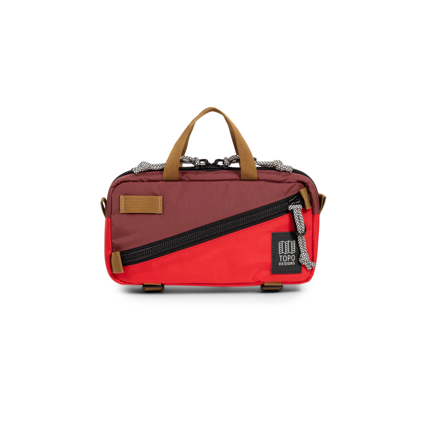 Front view of Topo Designs Mini Quick Pack in "Maroon / Salsa"