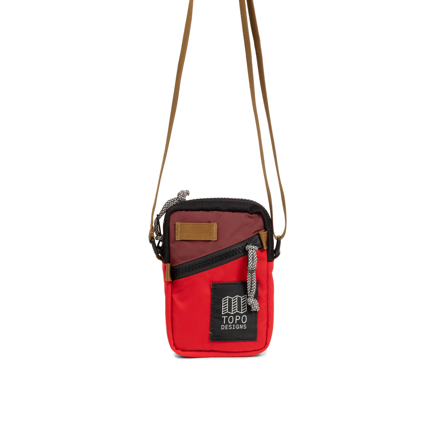 Front View of Topo Designs Mini Shoulder Bag in "Maroon / Salsa"