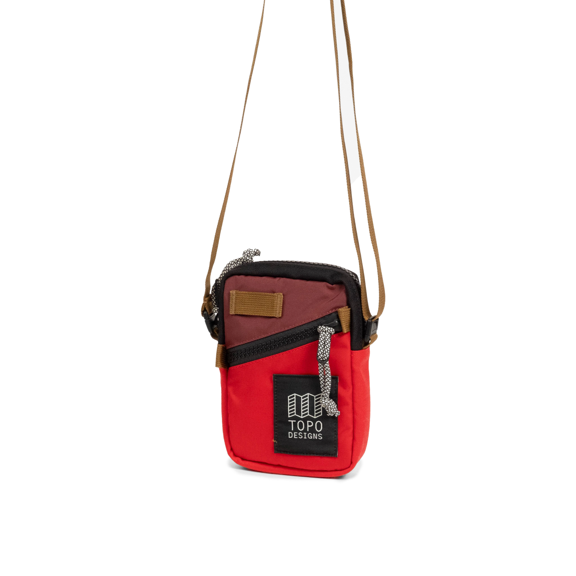 Front View of Topo Designs Mini Shoulder Bag in "Maroon / Salsa"