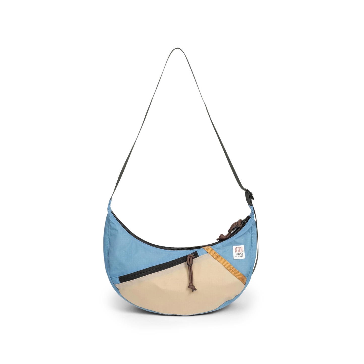 Front View of Topo Designs Moonlight Crossbody Bag in "River Blue / Cobblestone"