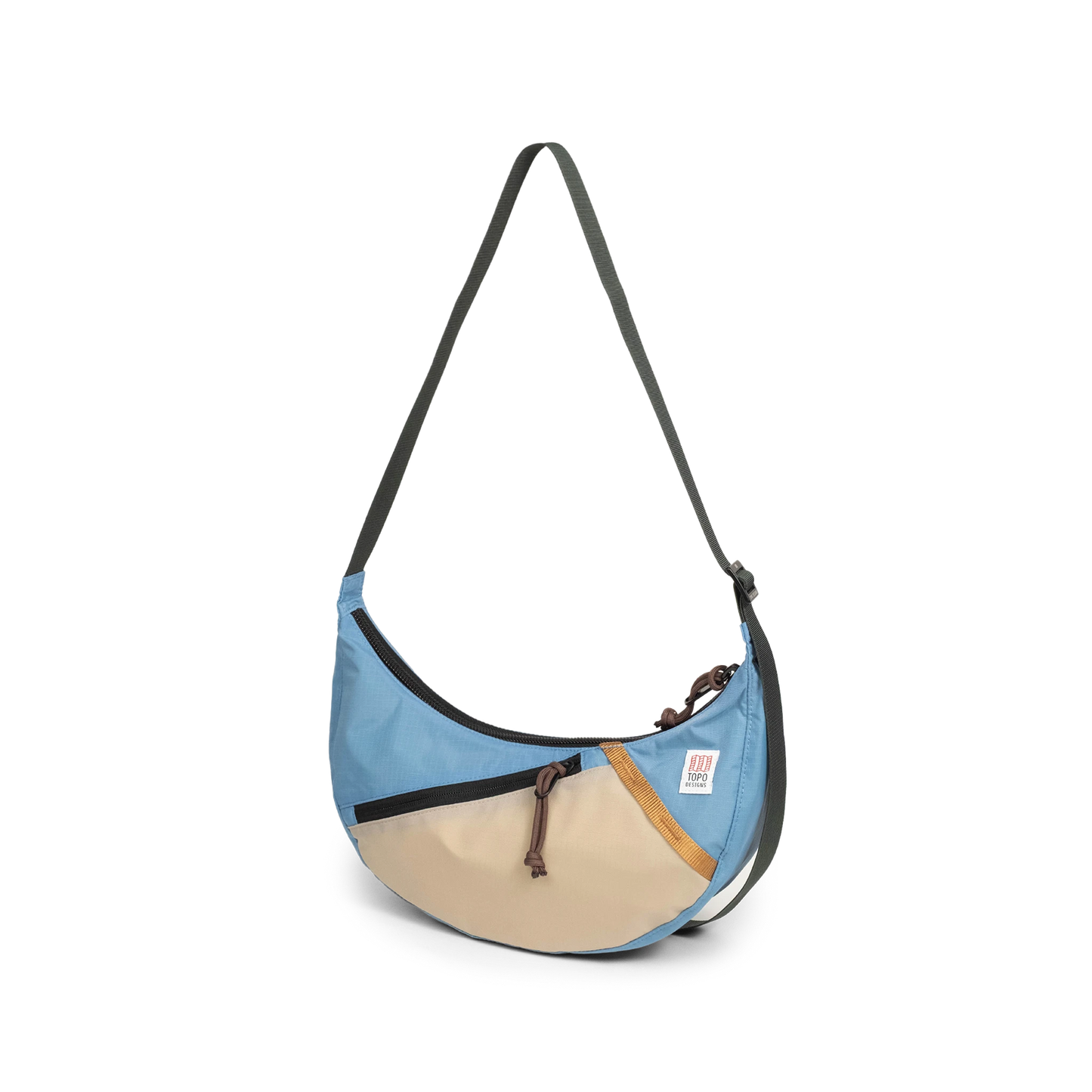 Front View of Topo Designs Moonlight Crossbody Bag in "River Blue / Cobblestone"