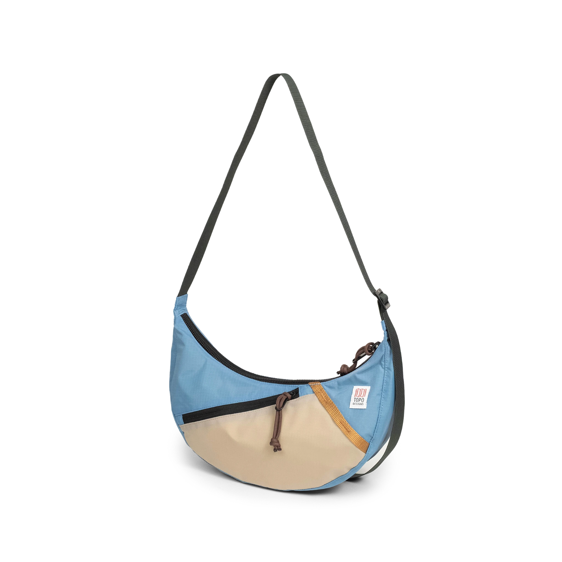 Front View of Topo Designs Moonlight Crossbody Bag in "River Blue / Cobblestone"