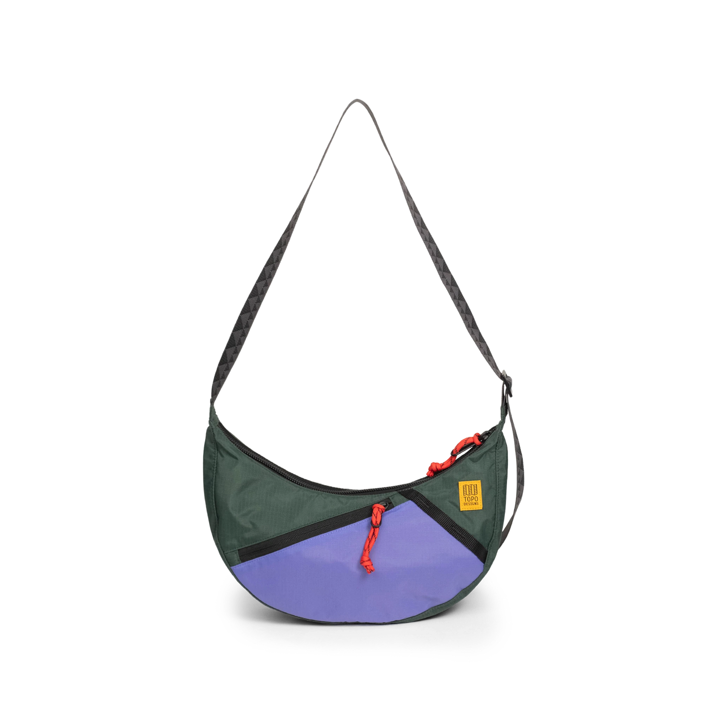 Front View of Topo Designs Moonlight Crossbody Bag in "Very Peri / Forest"