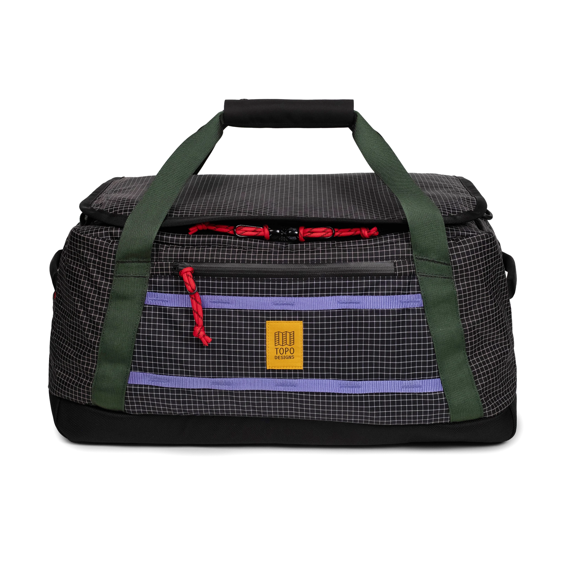 Front view of Topo Designs Mountain Duffel 40L in "Grid / Very Peri"