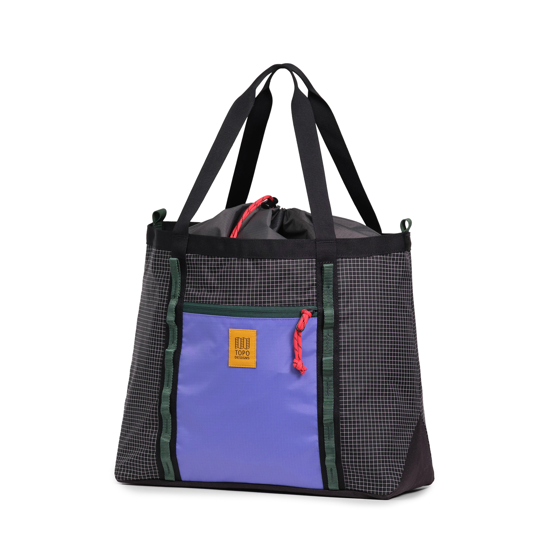 Front View of Topo Designs Mountain Utility Tote in "Grid / Very Peri"