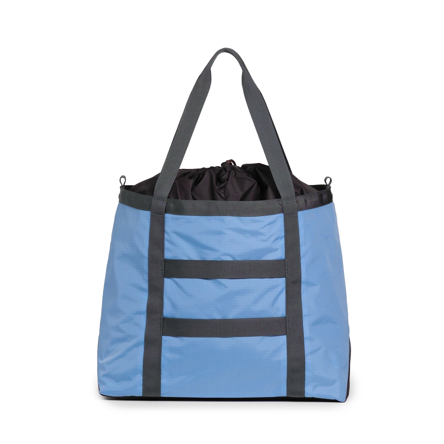 Back View of Topo Designs Mountain Utility Tote in "River Blue / Brown Oak"