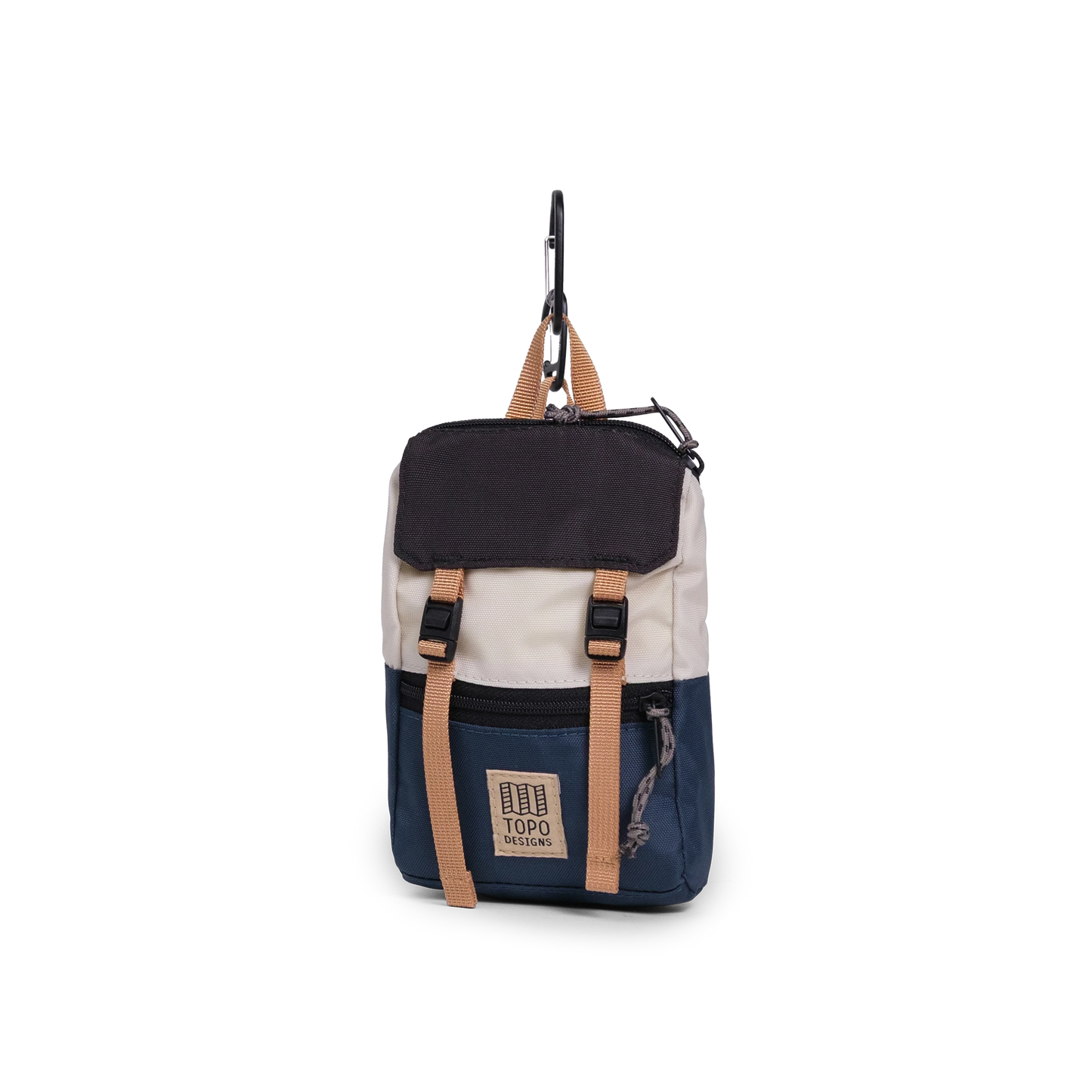 Front View of Topo Designs Rover Pack Micro in "Bone White / Pond Blue"