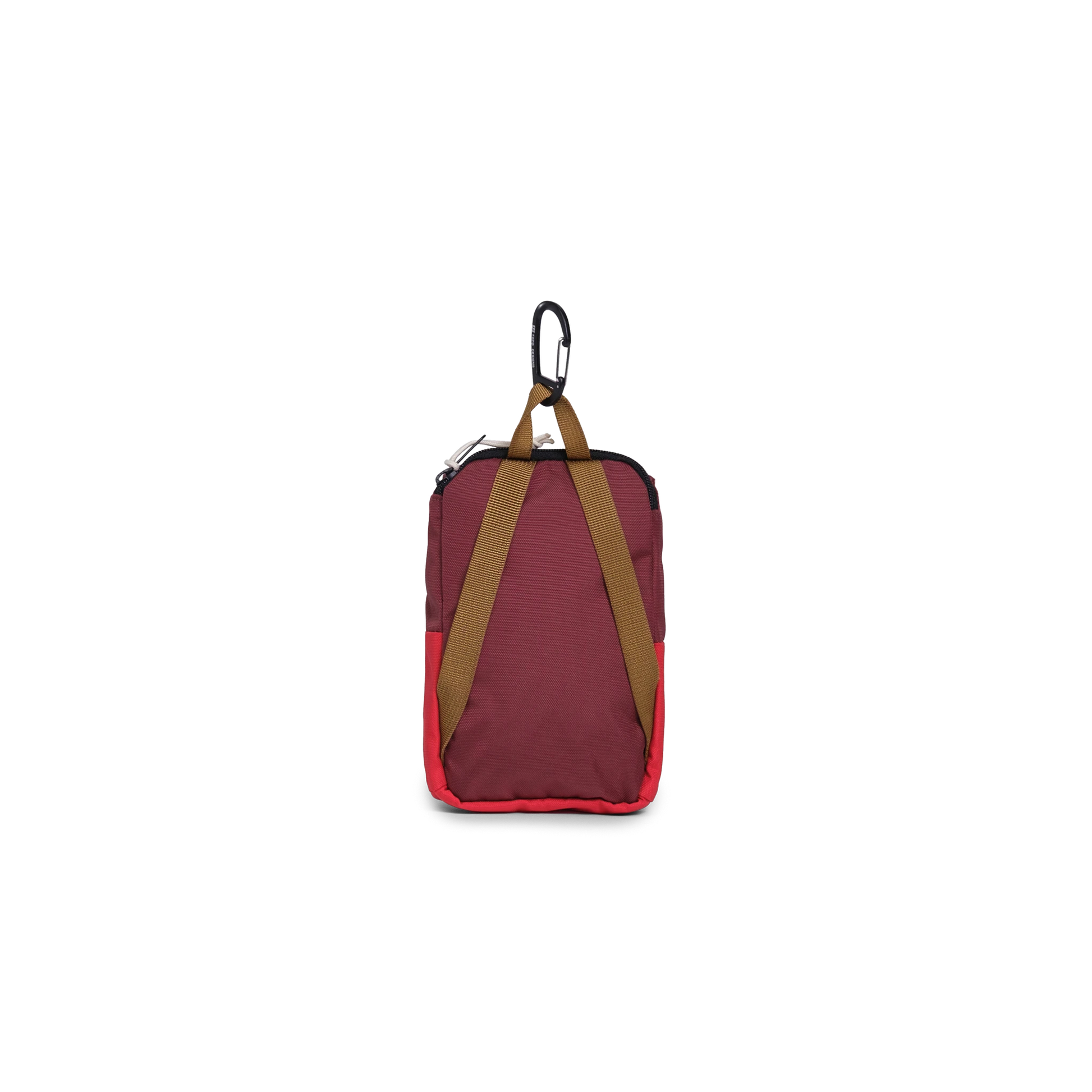 Back View of Topo Designs Rover Pack Micro in "Maroon / Salsa"