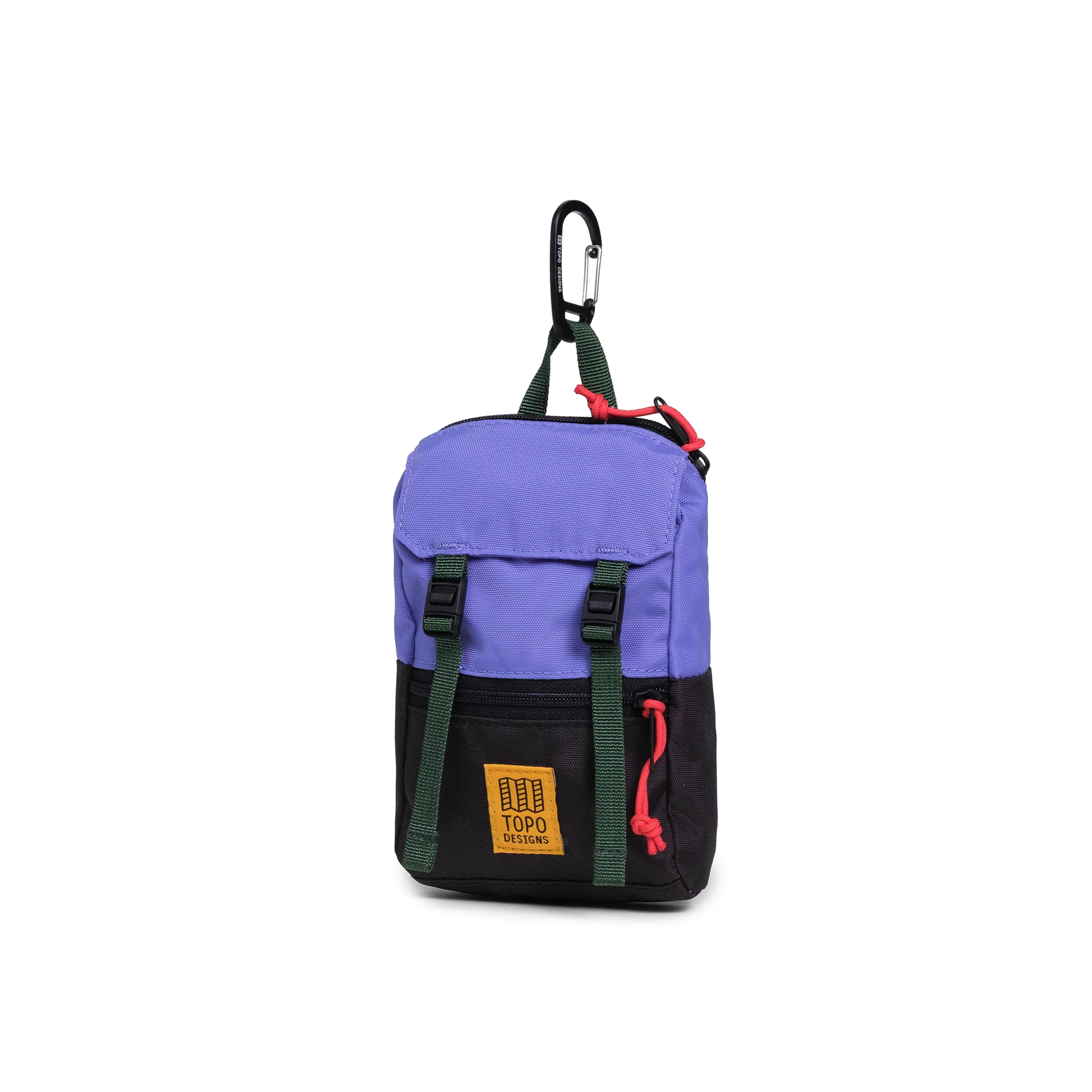 Front View of Topo Designs Rover Pack Micro in "Very Peri / Forest"