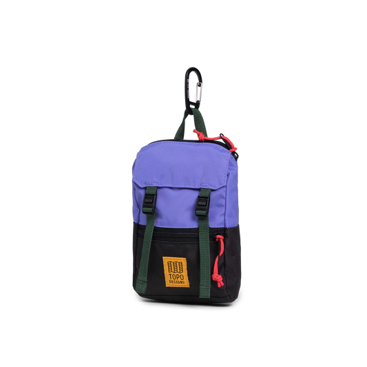 Front View of Topo Designs Rover Pack Micro in "Very Peri / Forest"