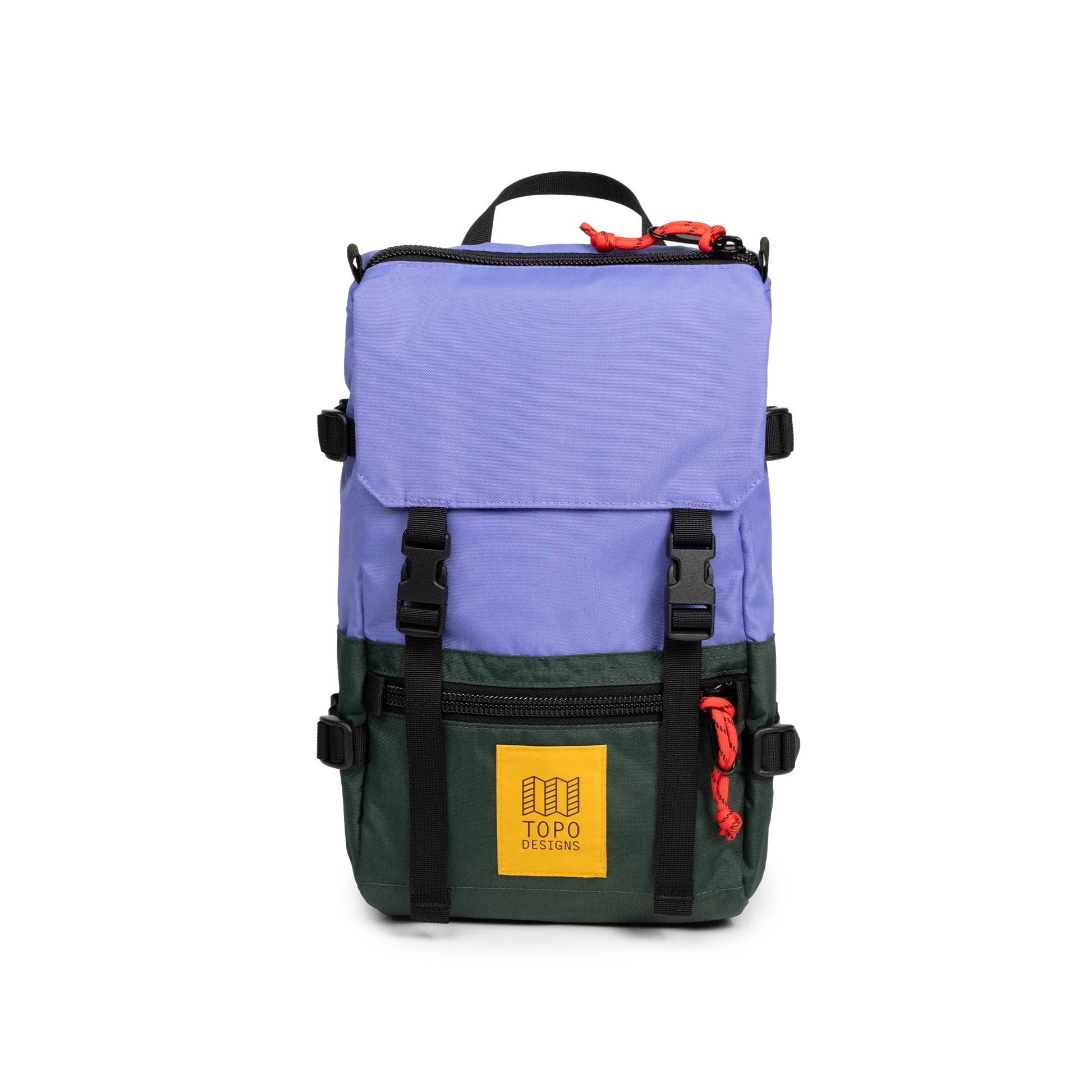 Front View of Topo Designs Rover Pack Mini in "Very Peri / Forest"