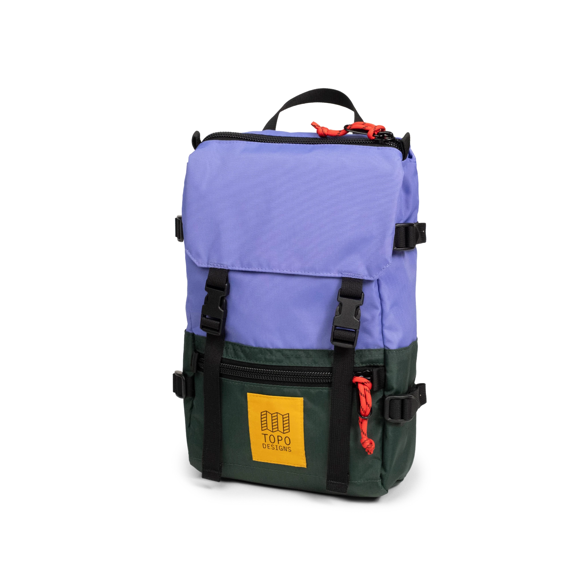 Front View of Topo Designs Rover Pack Mini in "Very Peri / Forest"