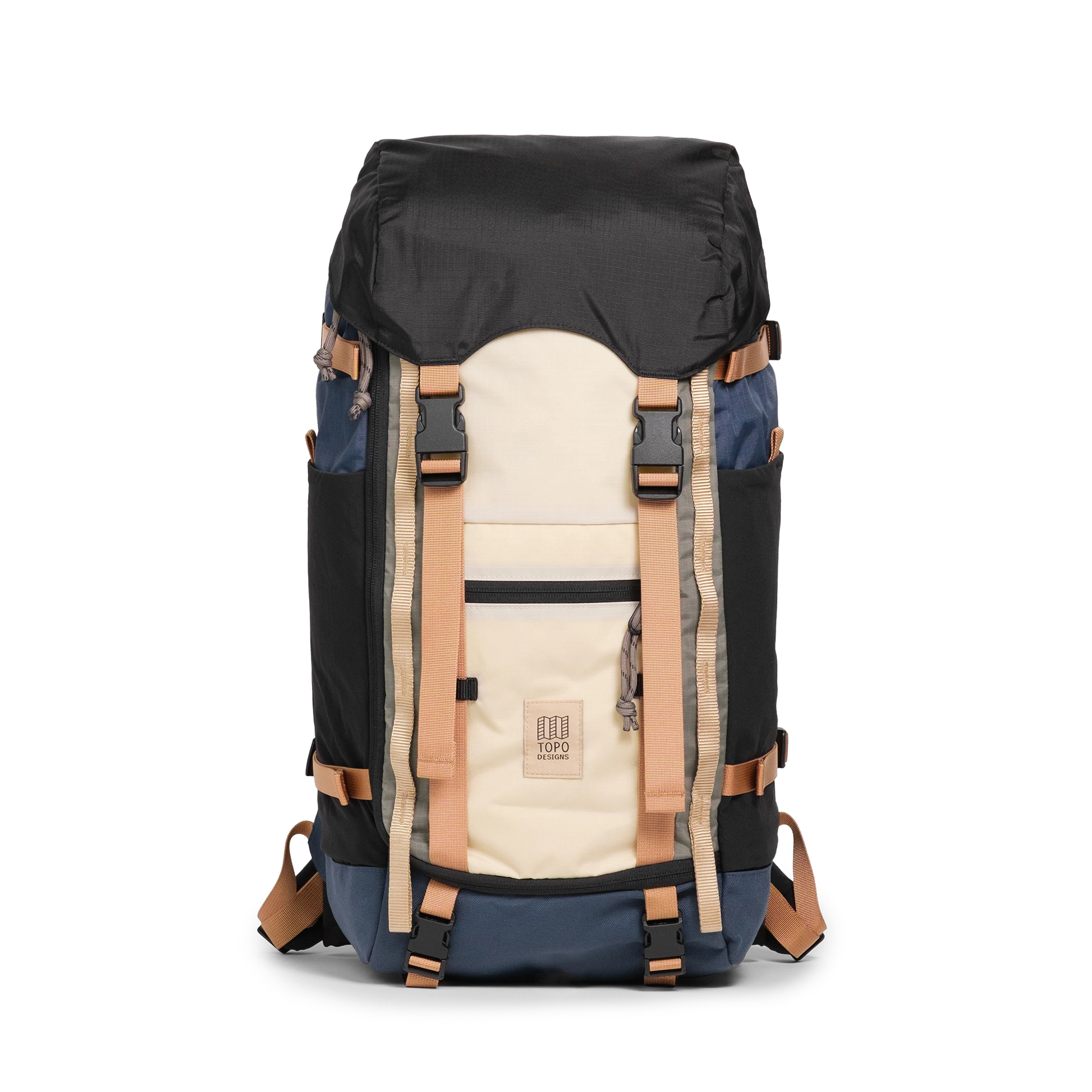 Front View of Topo Designs Rover Trail Pack 22L in "Bone White / Pond Blue"