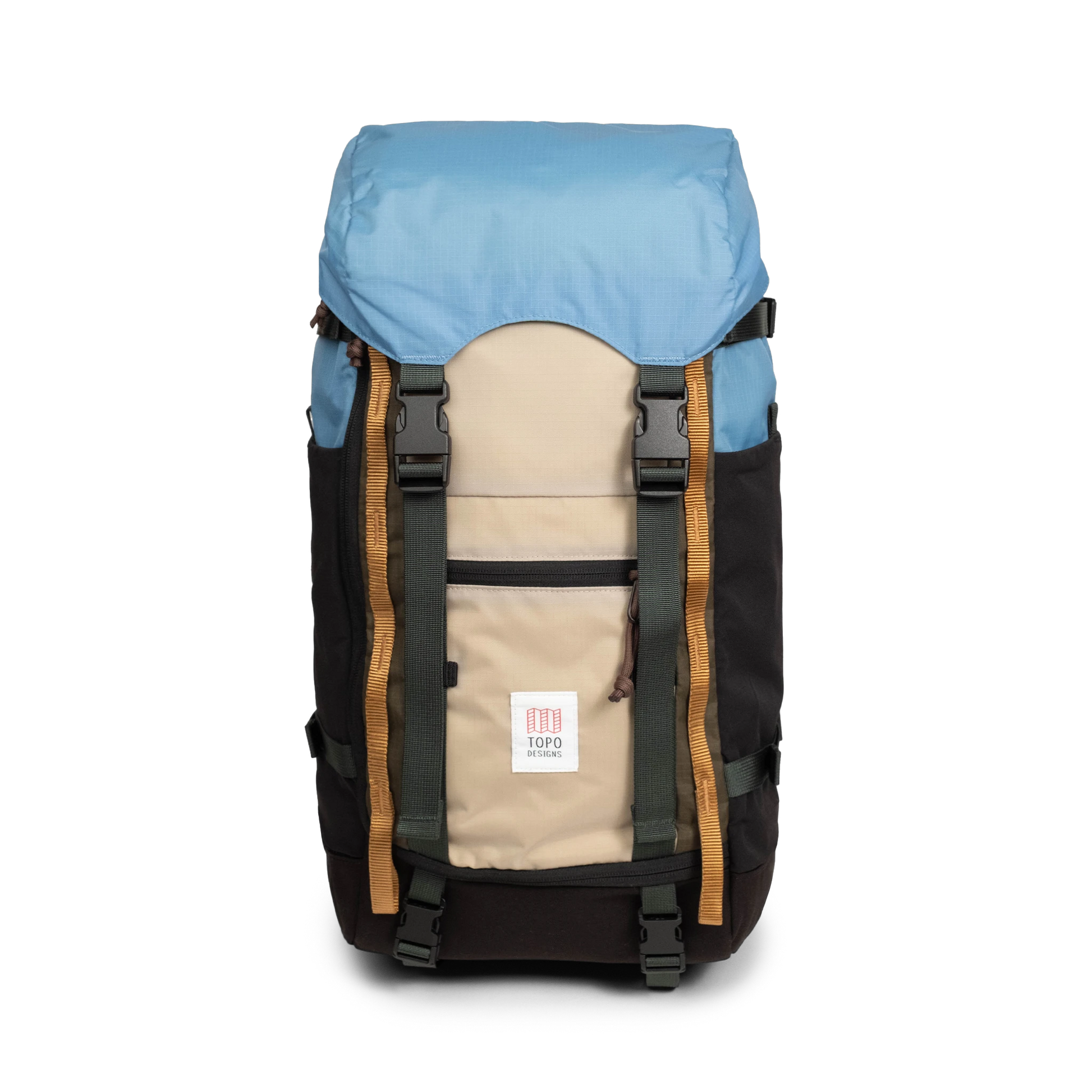 Front View of Topo Designs Rover Trail Pack 22L in "River Blue / Cobblestone"