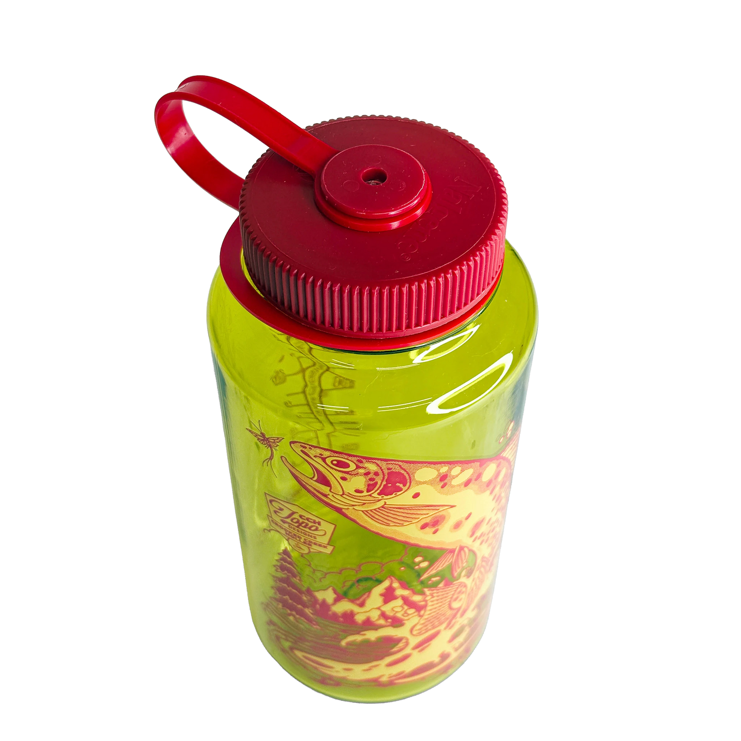 Top view of Topo Designs x CCH x Pine Printshop Nalgene Water Bottle in "Endive"