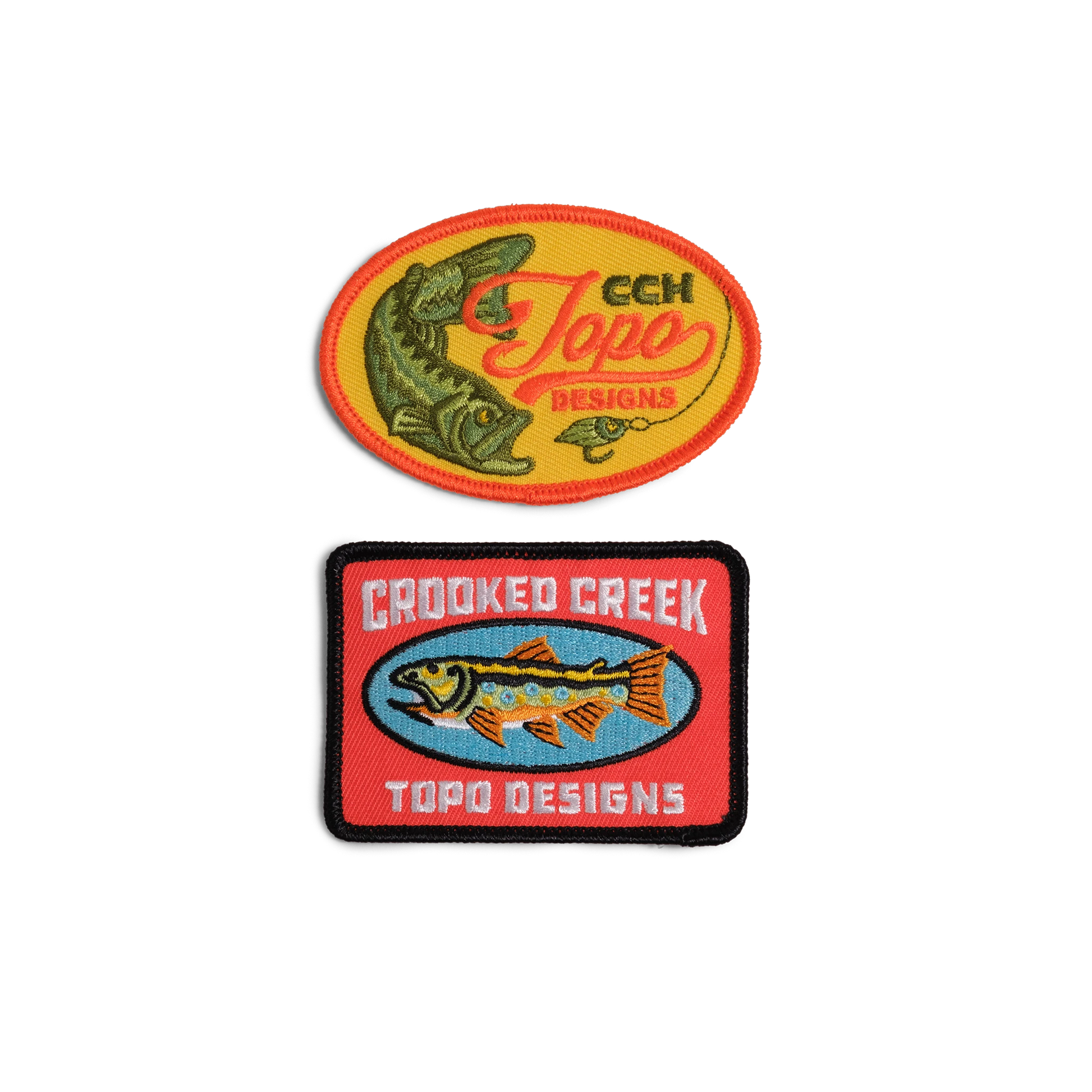 General shot of Topo Designs x CCH x Pine Printshop Patch 2-pack in "Multi"