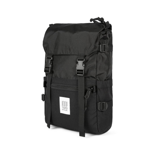3/4 Front Product Shot of the Topo Designs Rover Pack Classic in "Black / Black".