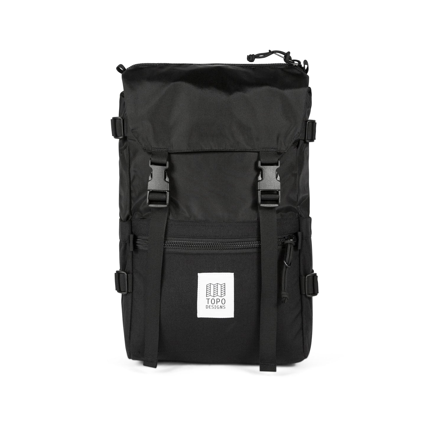 Front Product Shot of the Topo Designs Rover Pack Classic in "Black / Black".