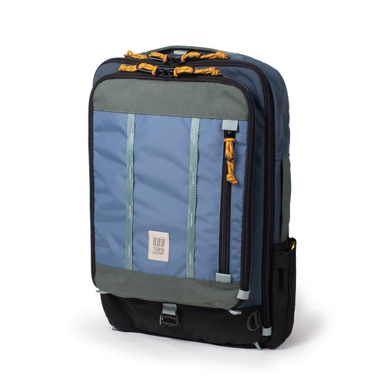 Front View of Topo Designs Global Travel Bag 30L  in "Stone Blue / Forest"