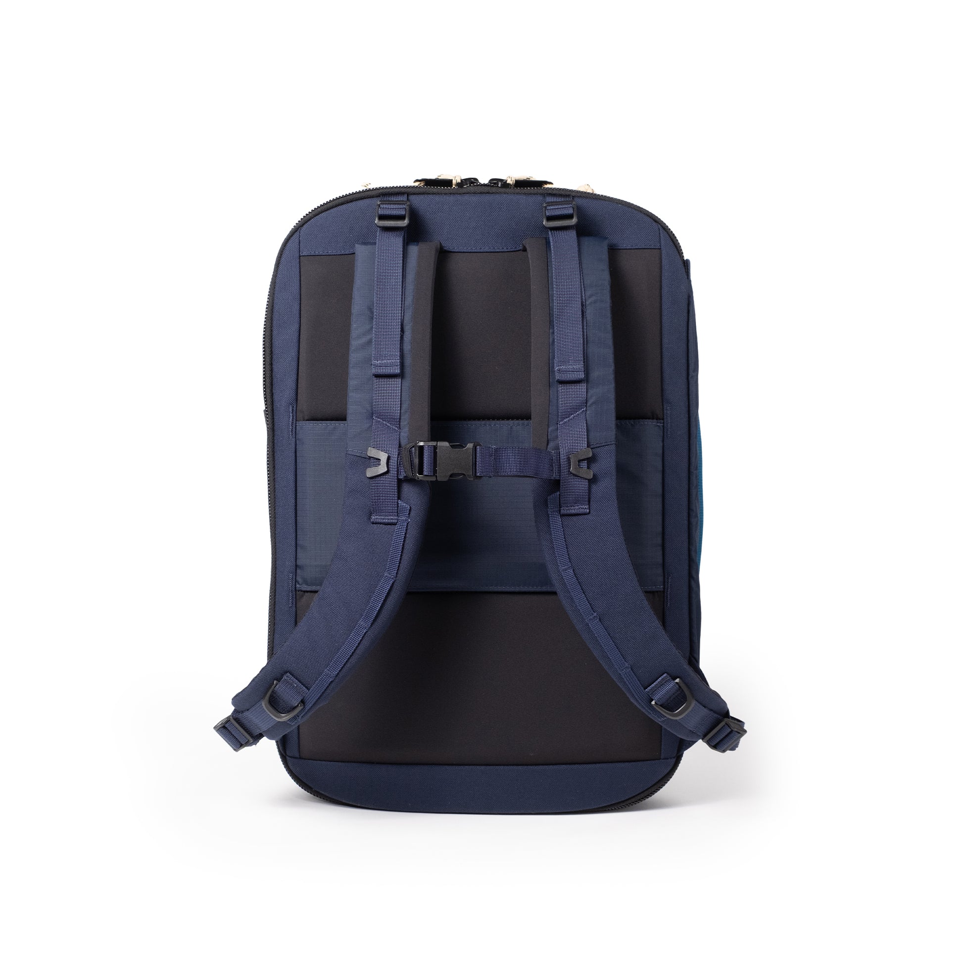 Back View of Topo Designs Global Travel Backpack  in "Navy / Sahara"