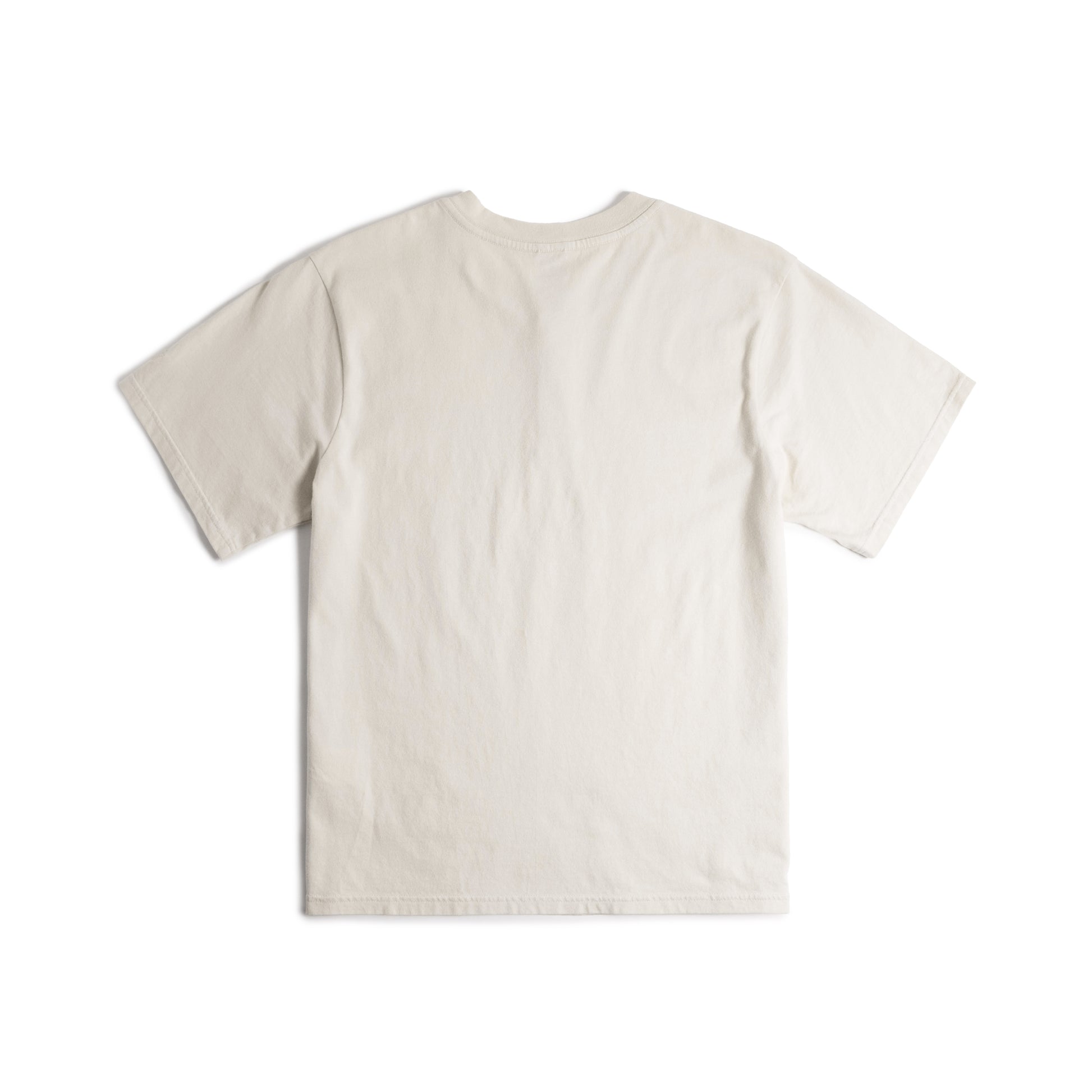 Back flat lay photo on white background of Topo Designs Dirt Henley Short Sleeve - Men's in "Bone White"
