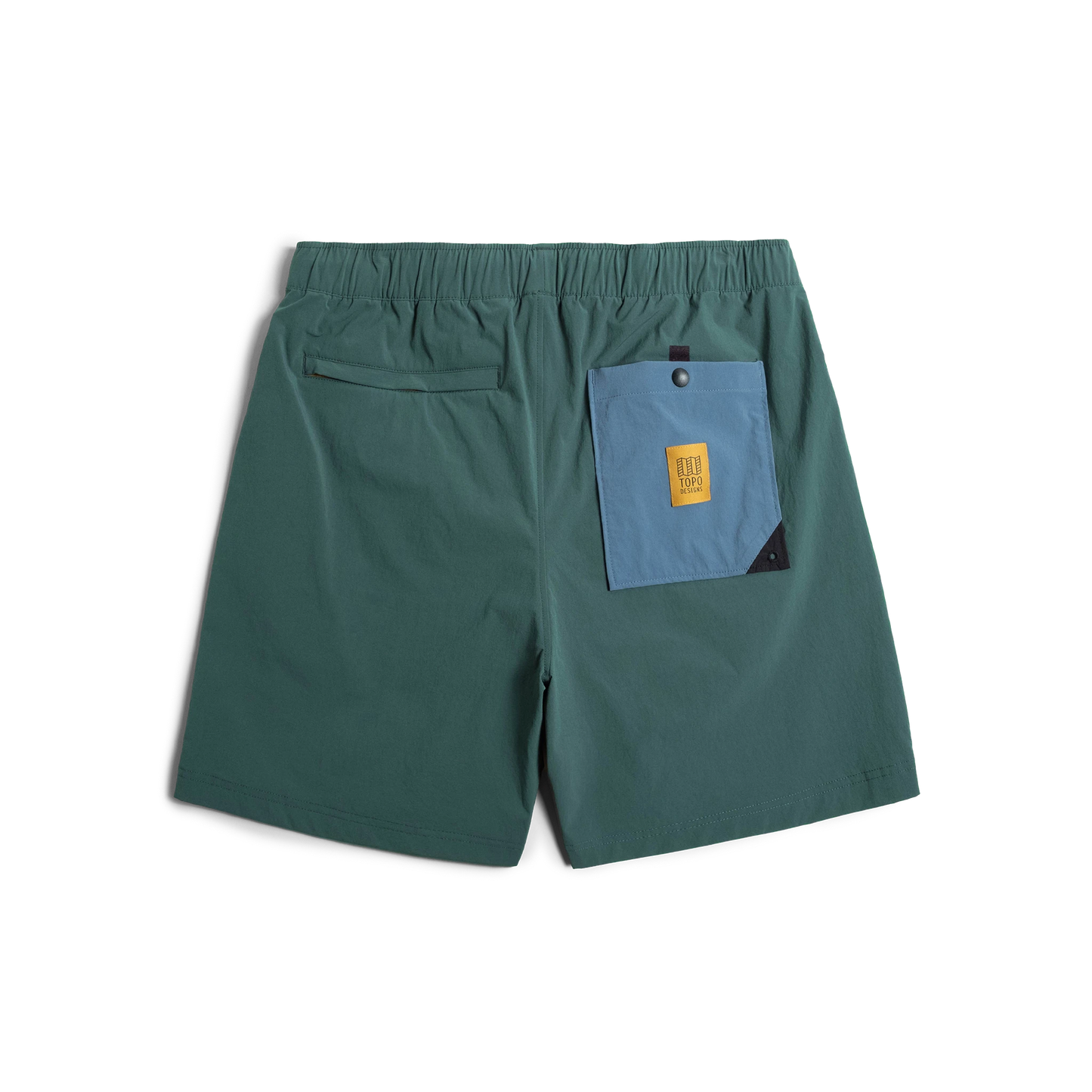Back view of Topo Designs Men's Mesa Shorts in "Evergreen"