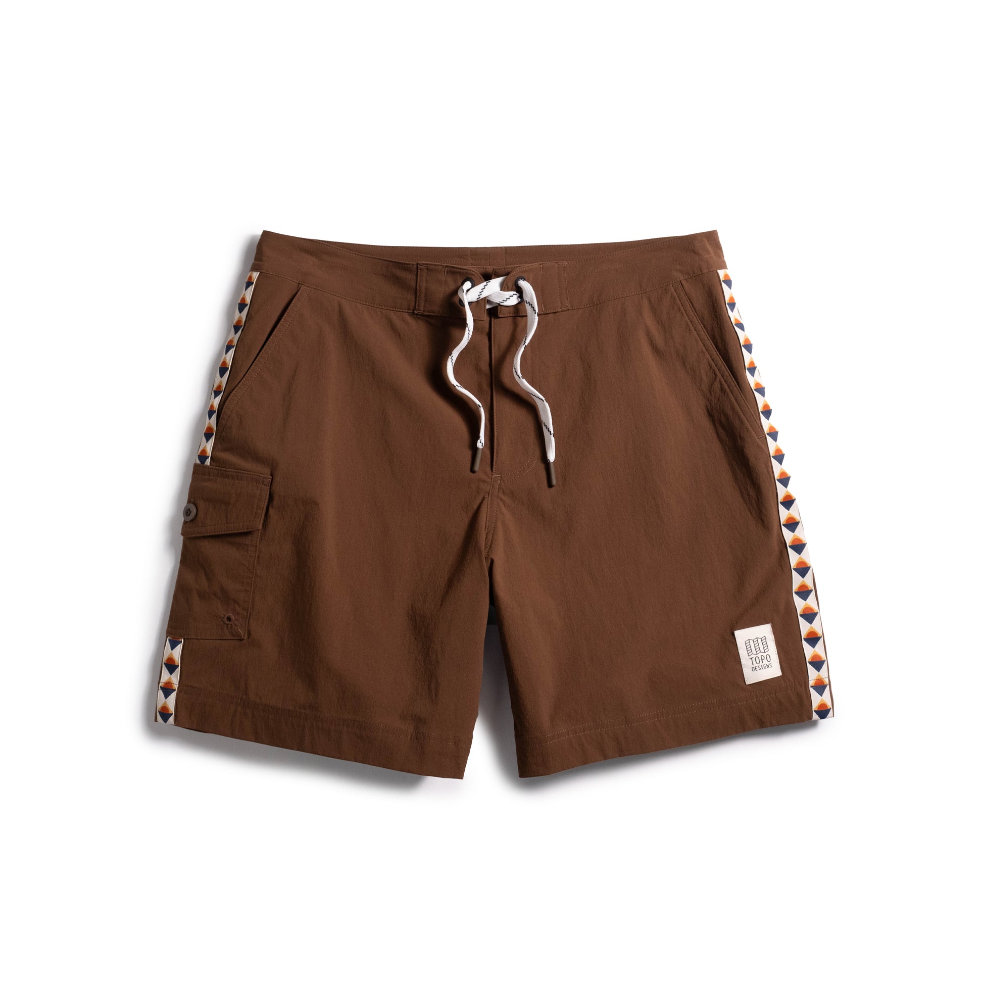 Front white background flat lay image of Topo Designs Mountain Wave Short - Men's in "Desert Palm"