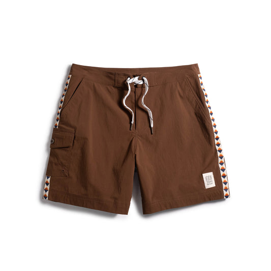 Front white background flat lay image of Topo Designs Mountain Wave Short - Men's in "Desert Palm"