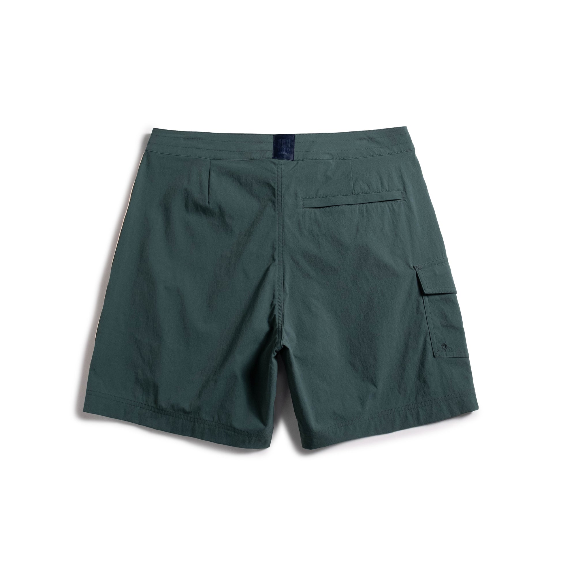 Front white background flat lay image of Topo Designs Mountain Wave Short - Men's in "Evergreen"